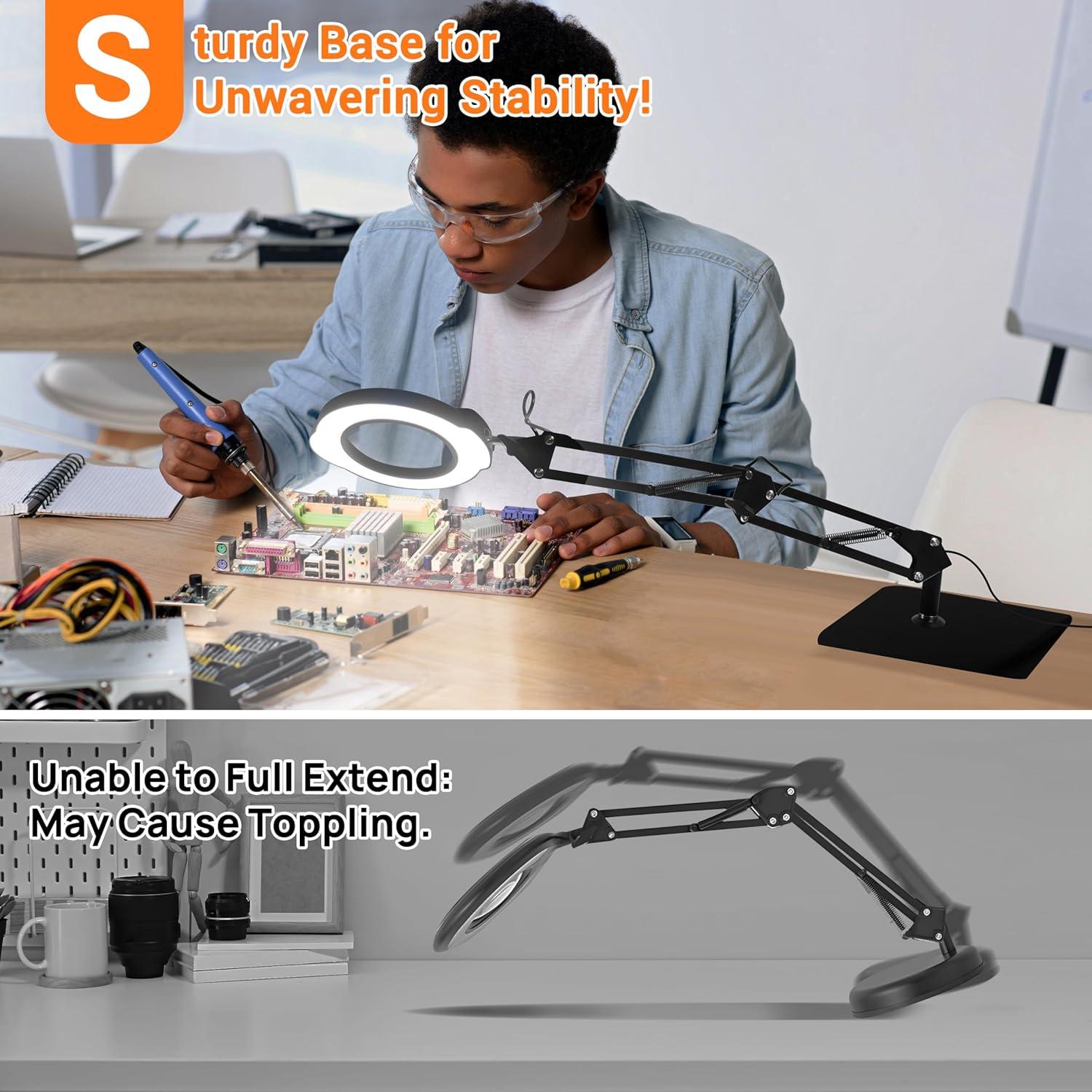 Lupa con Luz GrusTEK 10X y Soporte Ajustable USB