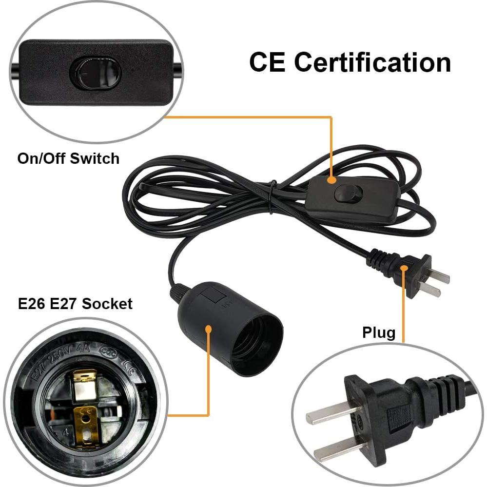 Kit de Luz Colgante Industrial OmiSun E26 E27 3m Negro 2 Pzas