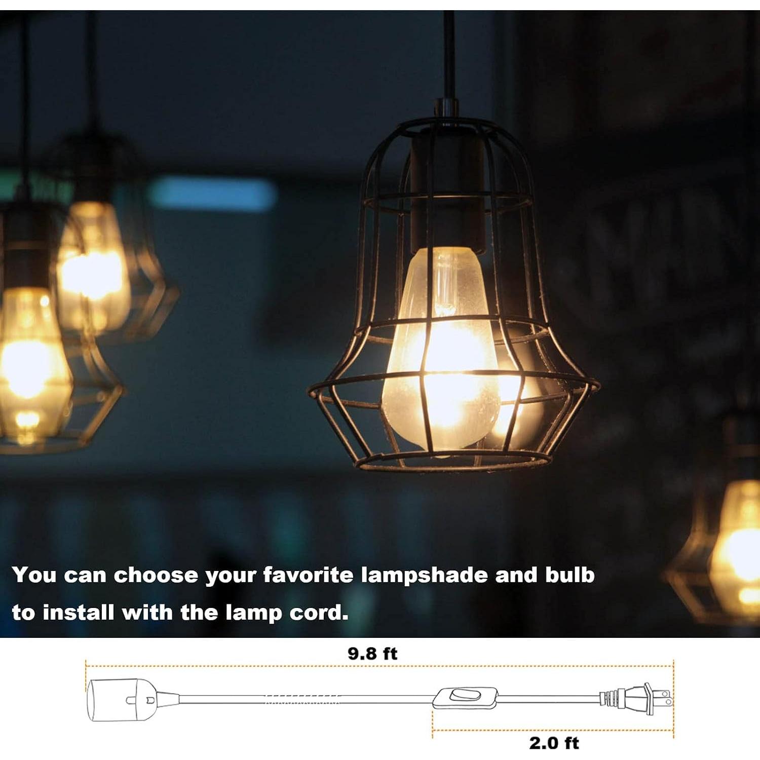 Kit de Luz Colgante Industrial OmiSun E26 E27 3m Negro 2 Pzas