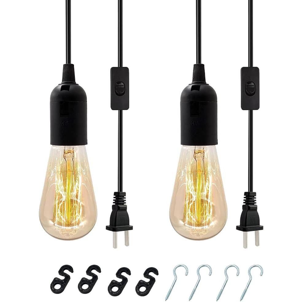 Kit de Luz Colgante Industrial OmiSun E26 E27 3m Negro 2 Pzas