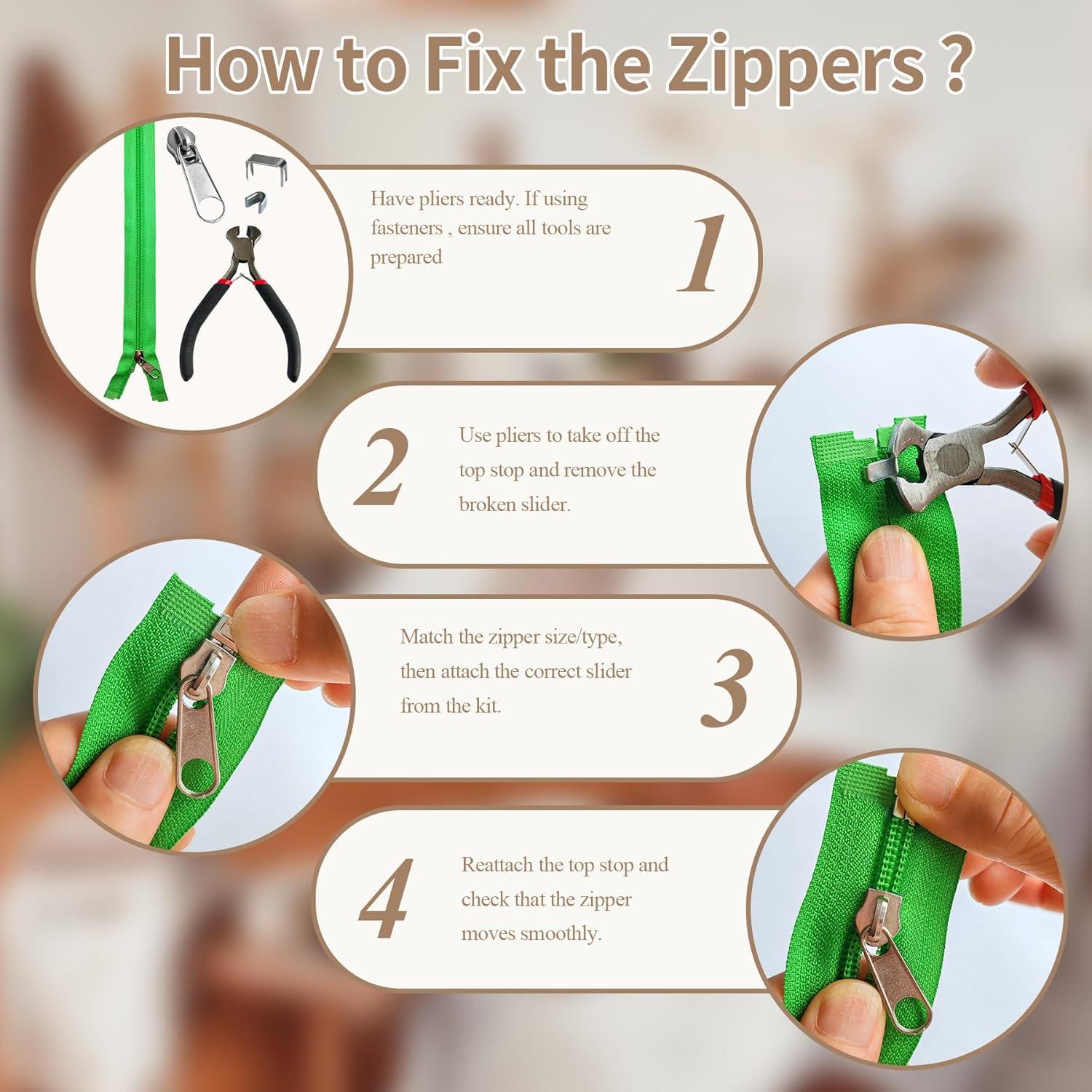 Kit de Reparación de Cremalleras Vintrex 150 Piezas con Alicates