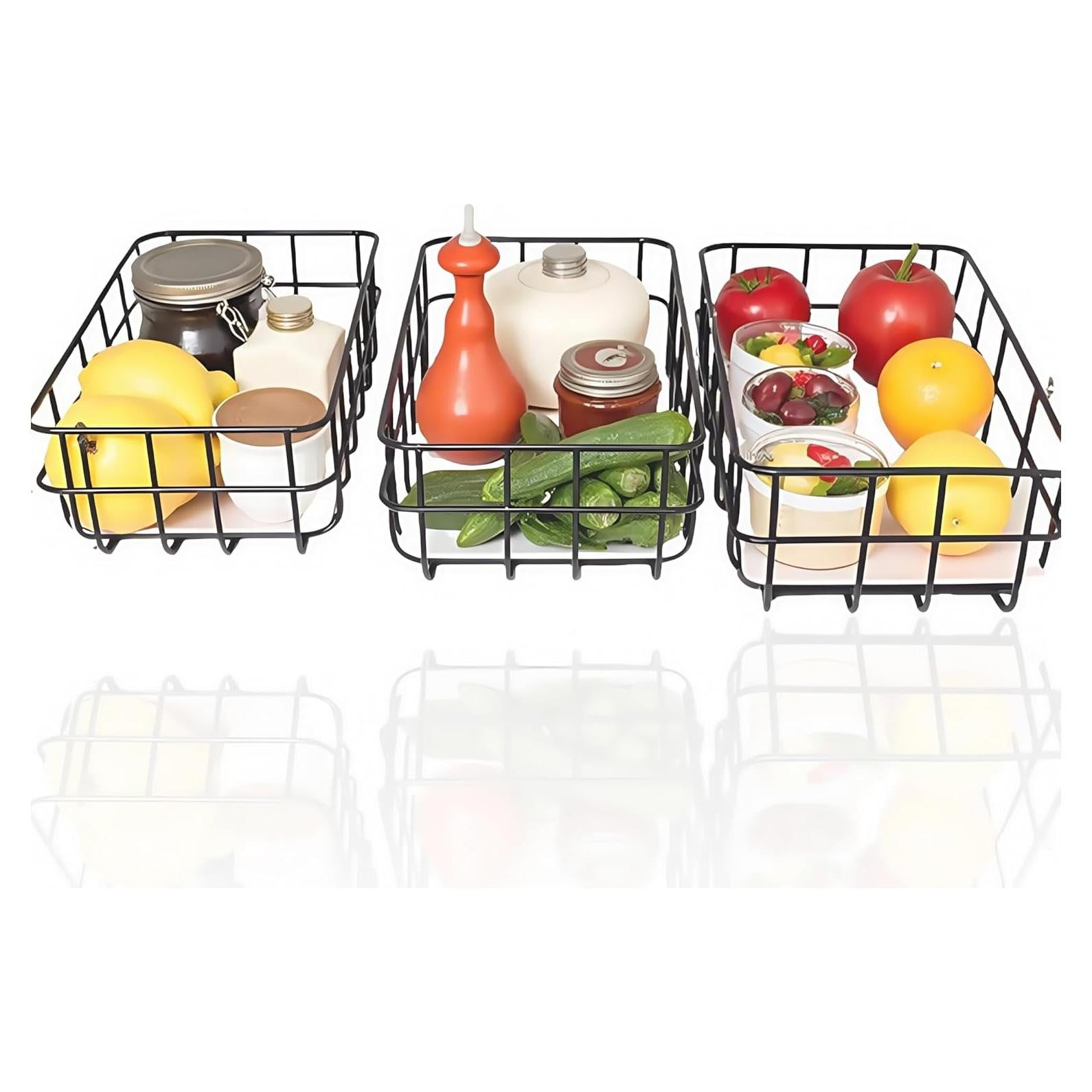Juego de 3 Cestas de Almacenamiento TIEYIPIN de Metal Negro