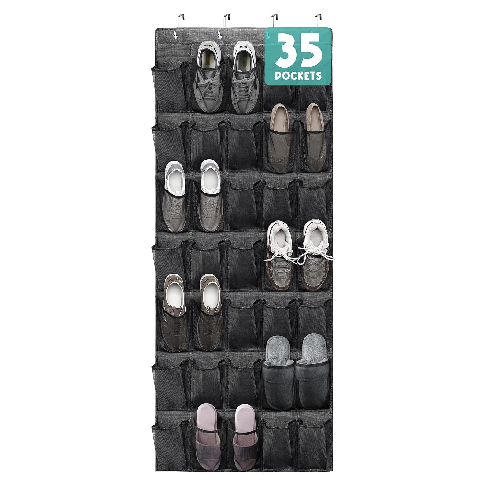 Organizador de Zapatos Tiblue 35 Bolsillos Malla Negro