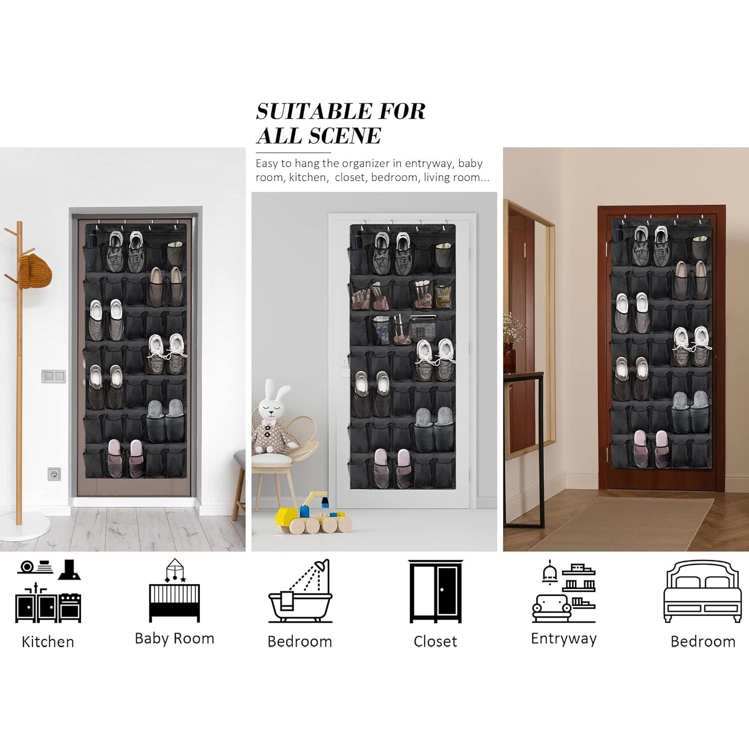 Organizador de Zapatos Tiblue 35 Bolsillos Malla Negro