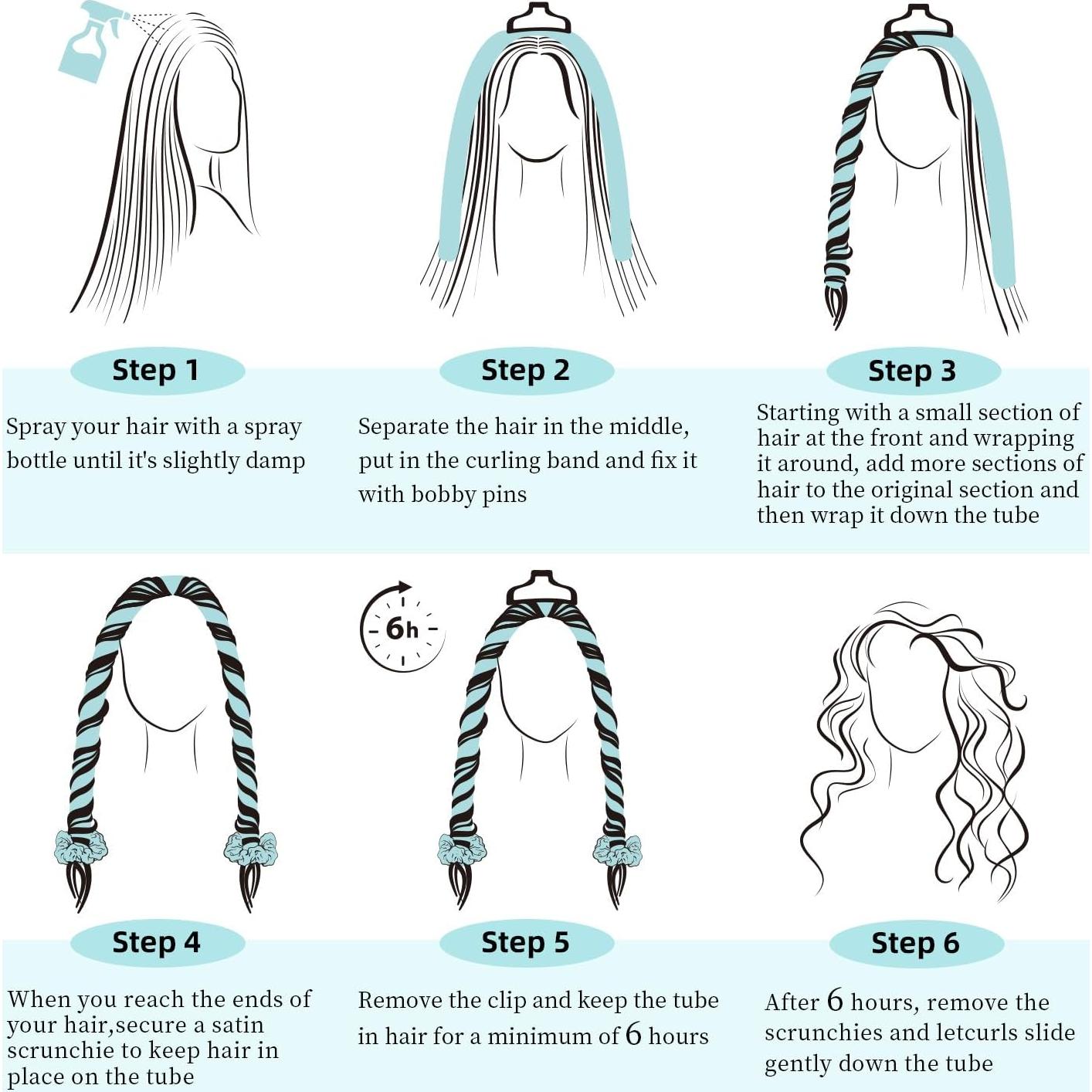 Juego de Rizador de Cabello Sin Calor Mis Cosas Novedosas 6 Piezas