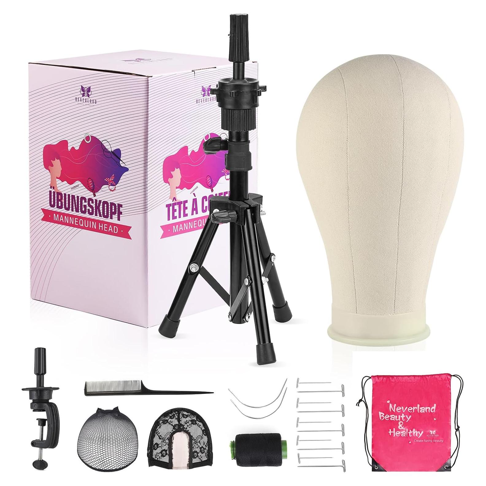 Cabeza de maniquí de lienzo 55 cm con soporte trípode Neverland