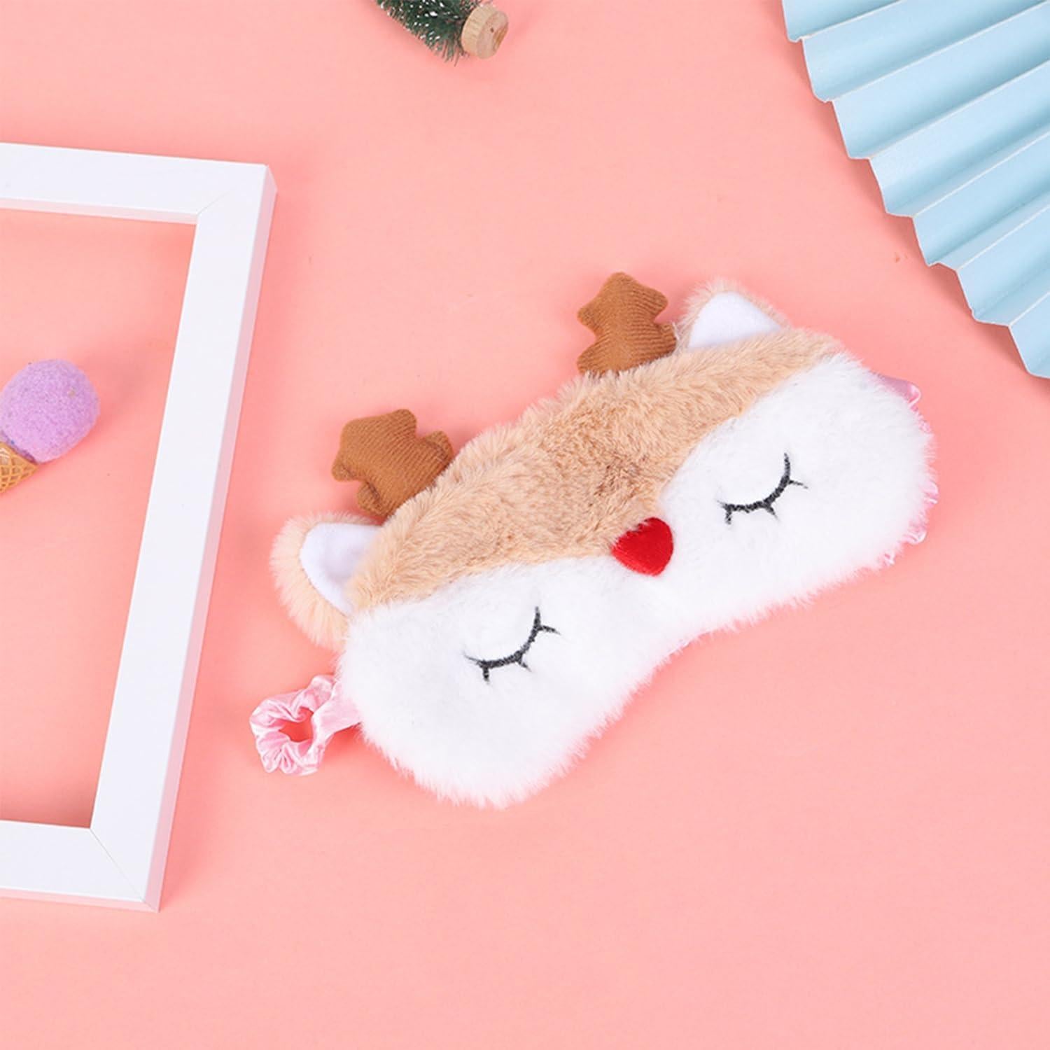 Máscara de Sueño de Peluche JRINYE Reno Beige Ajustable