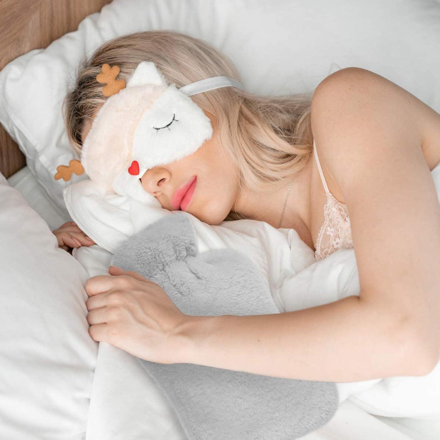 Máscara de Sueño de Peluche JRINYE Reno Beige Ajustable