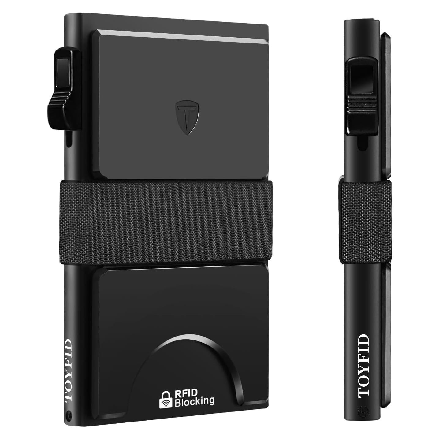 Billetera Minimalista TOYFID Negra con Bloqueo RFID y Soporte