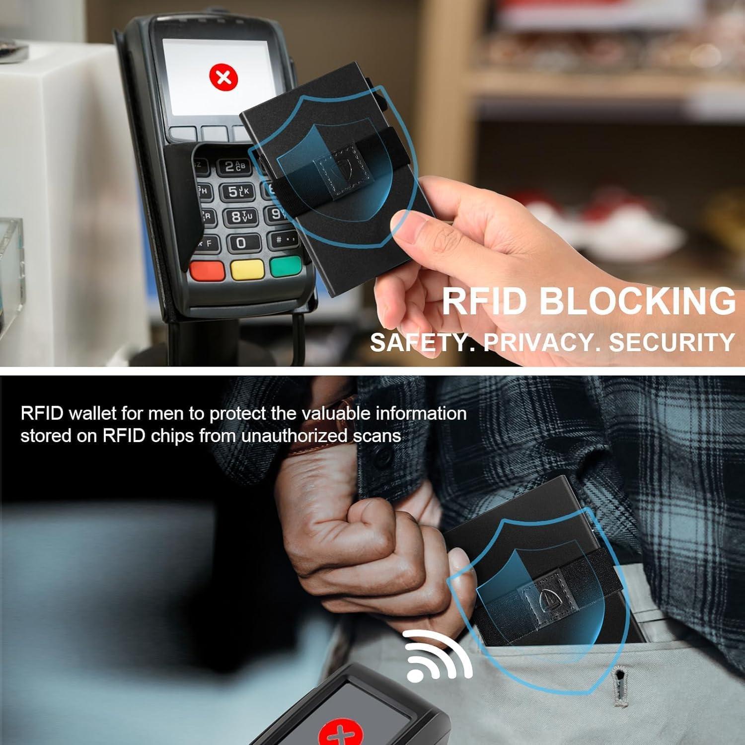 Billetera Minimalista TOYFID Negra con Bloqueo RFID y Soporte