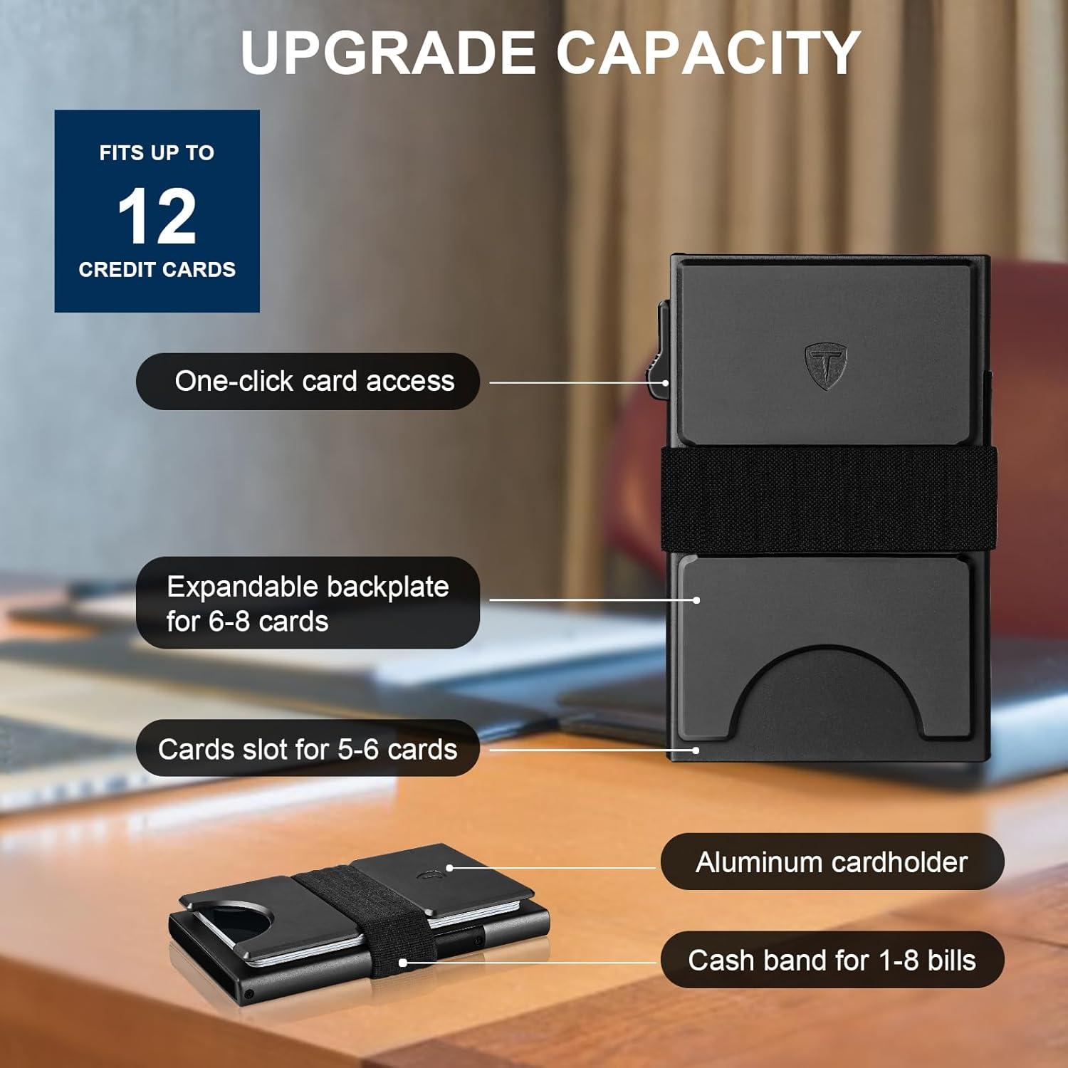 Billetera Minimalista TOYFID Negra con Bloqueo RFID y Soporte