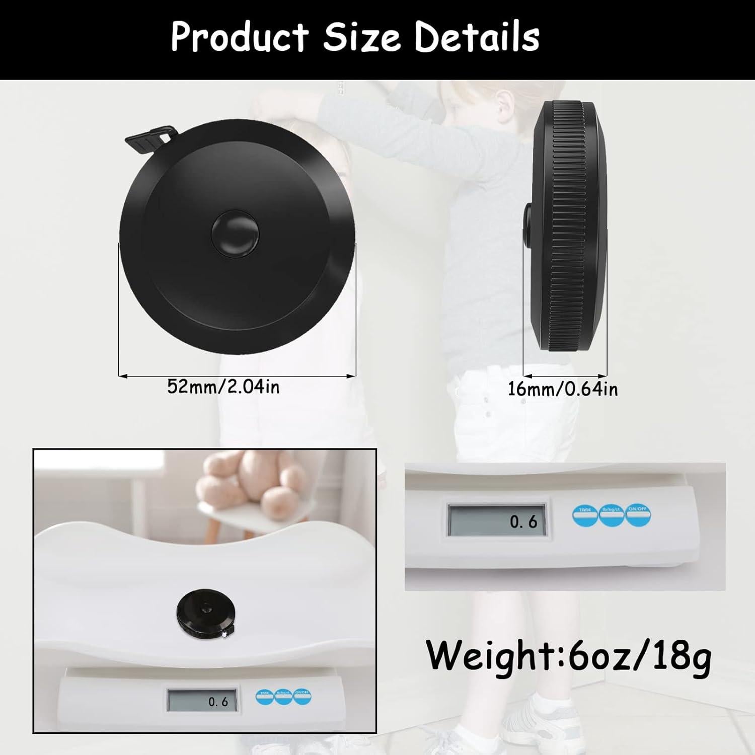 Cinta Métrica Retráctil Ritzy-US 30 Piezas 152.4 cm Negra