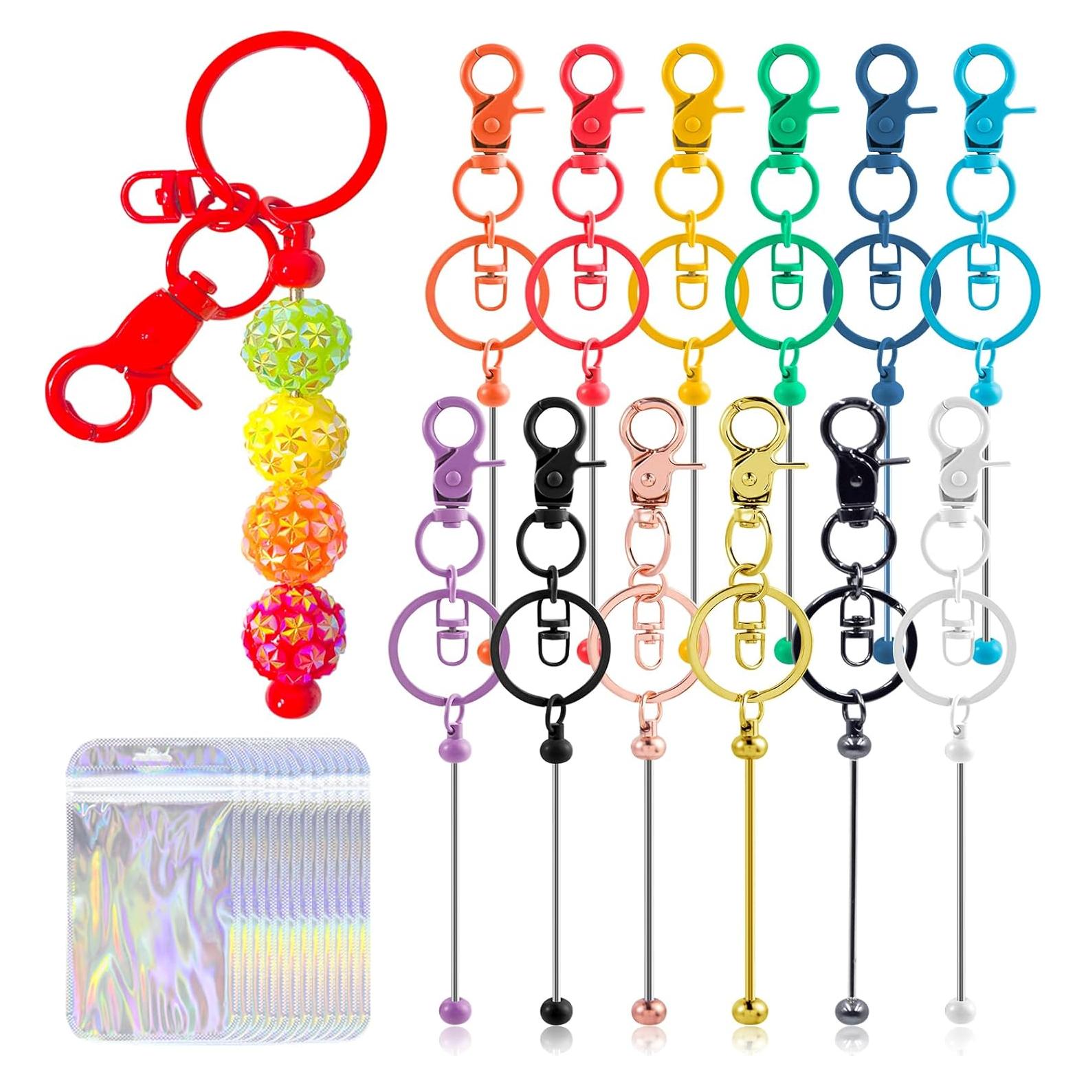 Kit de Llavero DIY DNLEGULI 24 Pcs con Perlas Coloridas