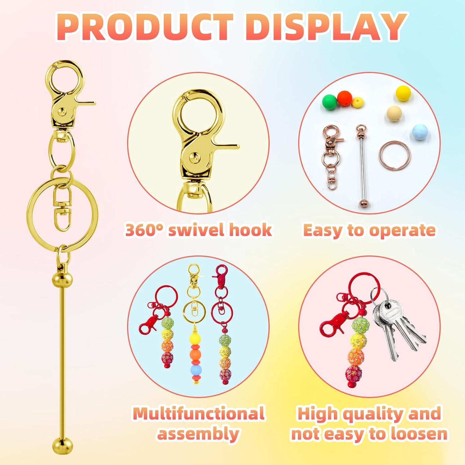 Kit de Llavero DIY DNLEGULI 24 Pcs con Perlas Coloridas