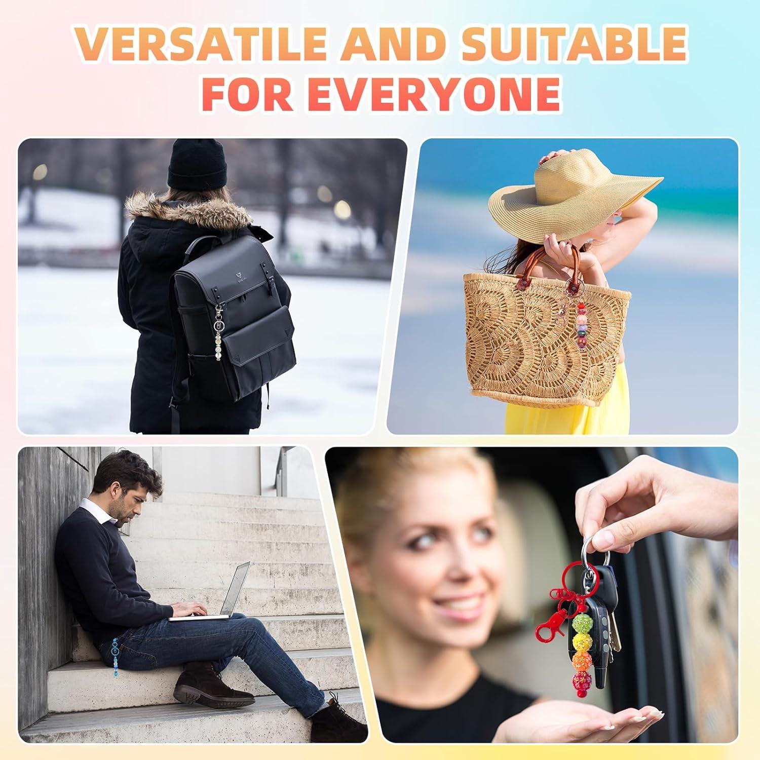 Kit de Llavero DIY DNLEGULI 24 Pcs con Perlas Coloridas