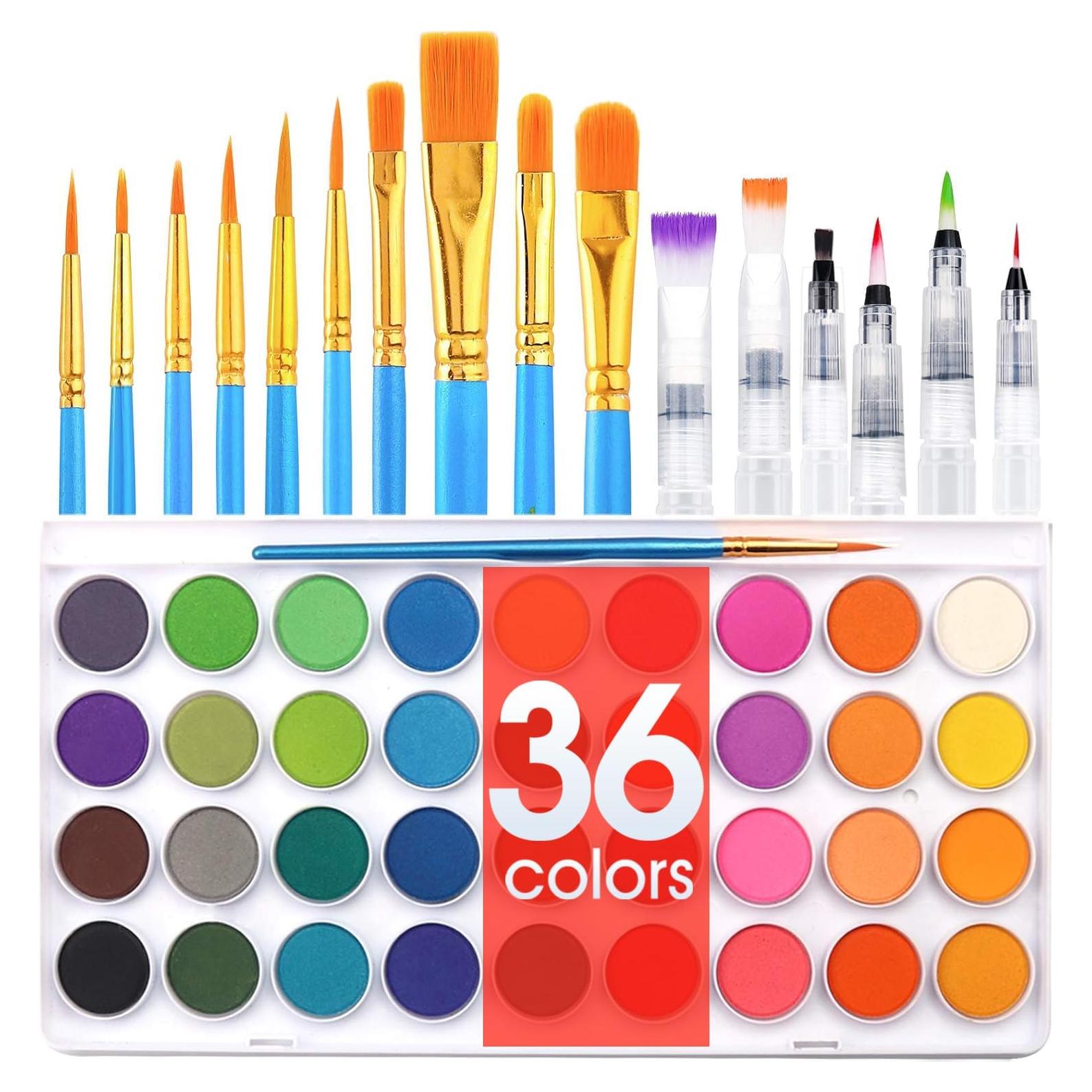 Set de Pintura Acuarela AROIC 36 Colores con 16 Pinceles