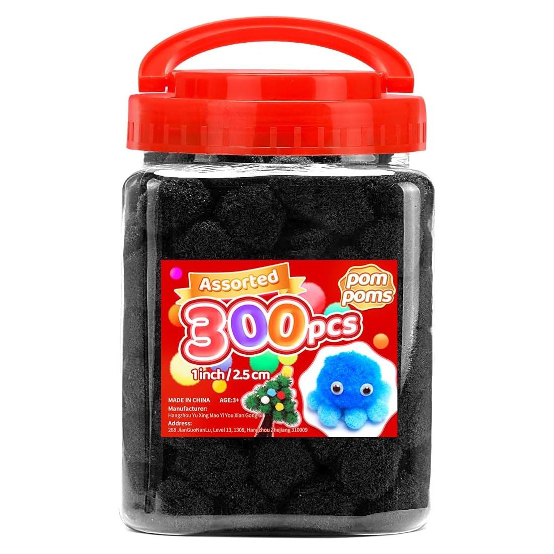 Pompones Negros IOOLEEM 300pcs 2.5cm para Manualidades