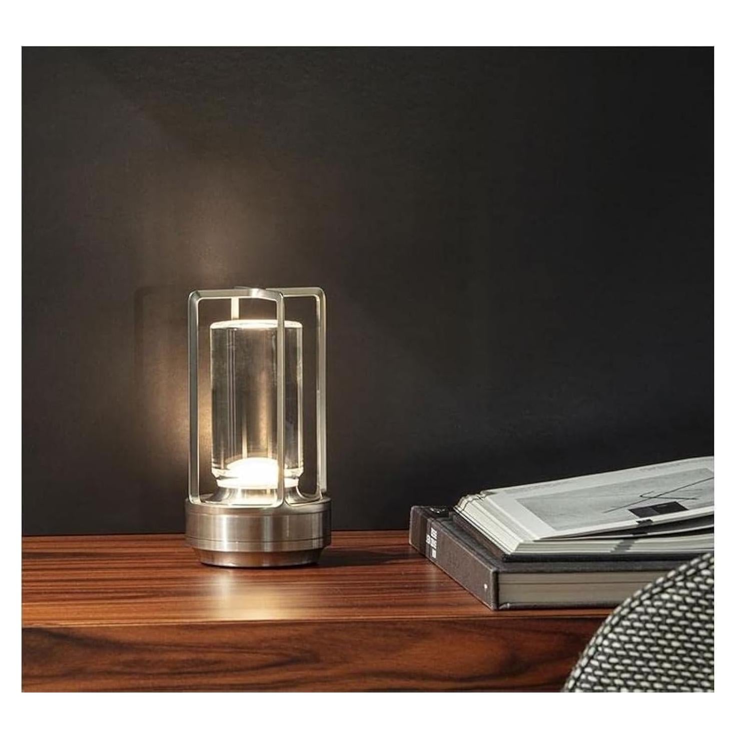 Lámpara de Mesa LED Recargable HAPYGI Plata 3 Colores