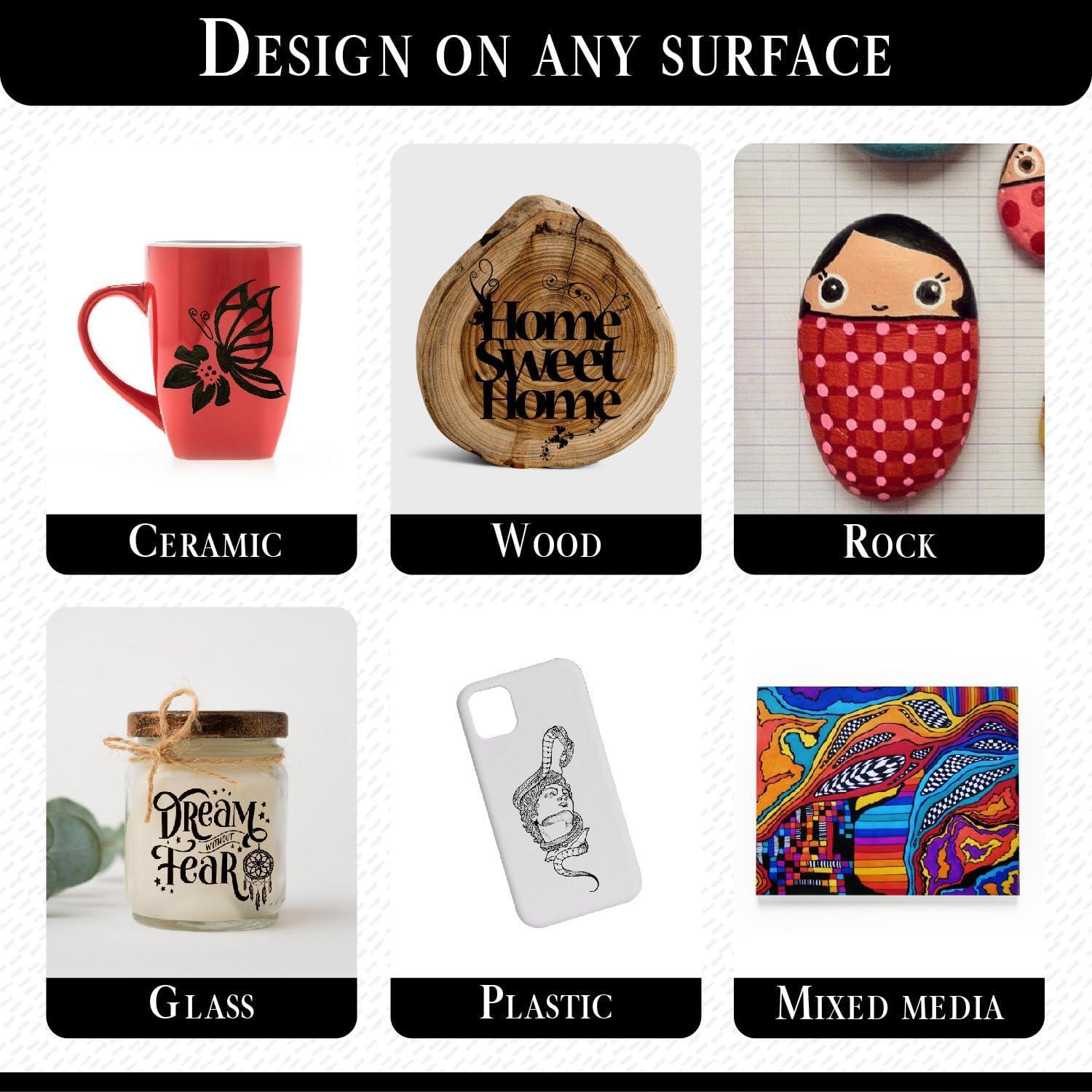 Set de 4 Marcadores de Pintura Acrílica Negra Punta Fina 0.7mm