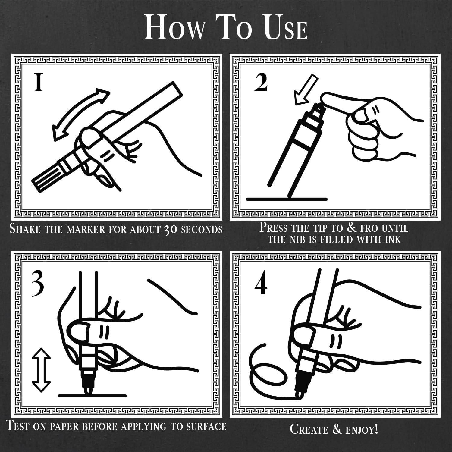 Set de 4 Marcadores de Pintura Acrílica Negra Punta Fina 0.7mm