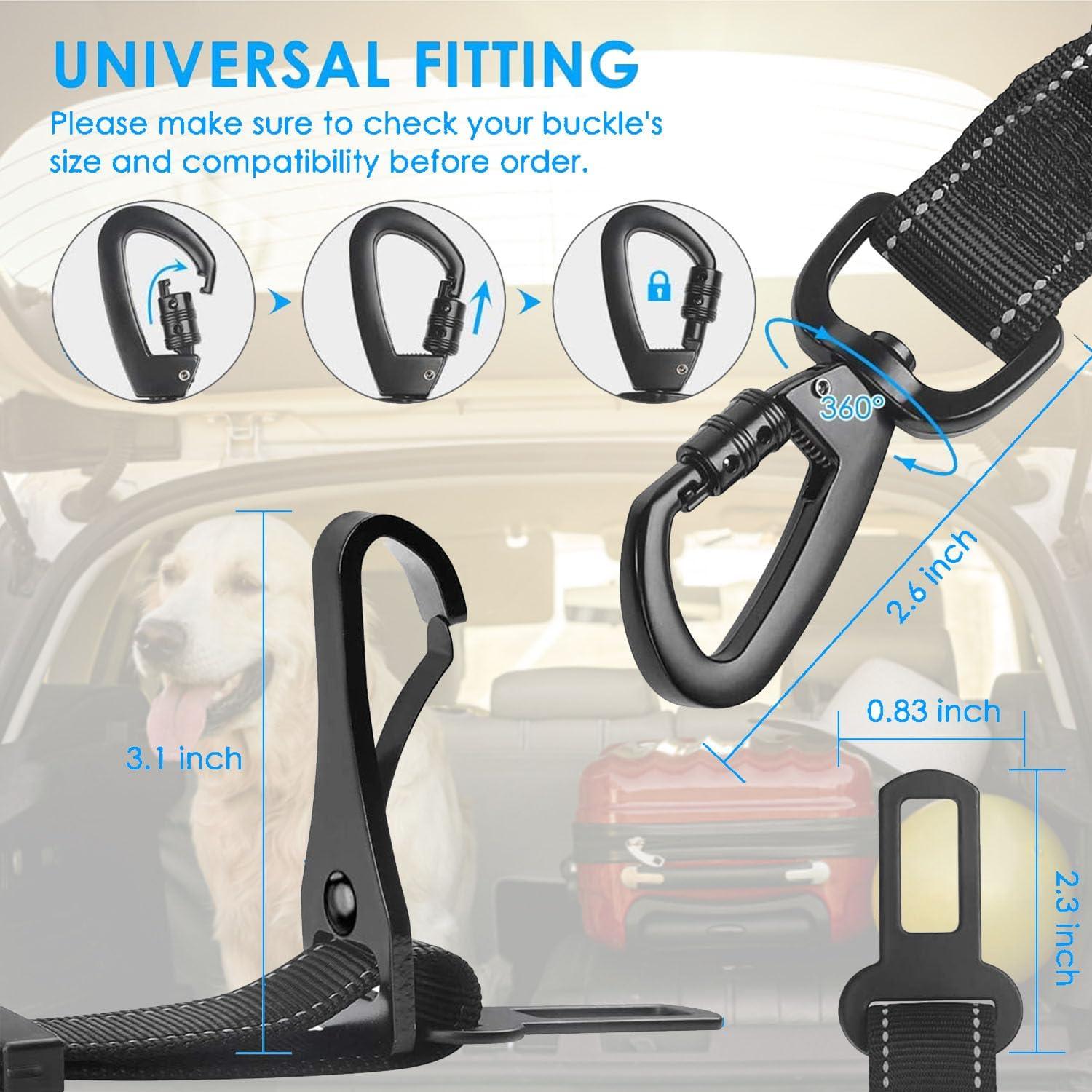 Cinturones de Seguridad para Perros Amzbear - Paquete de 2 Negros