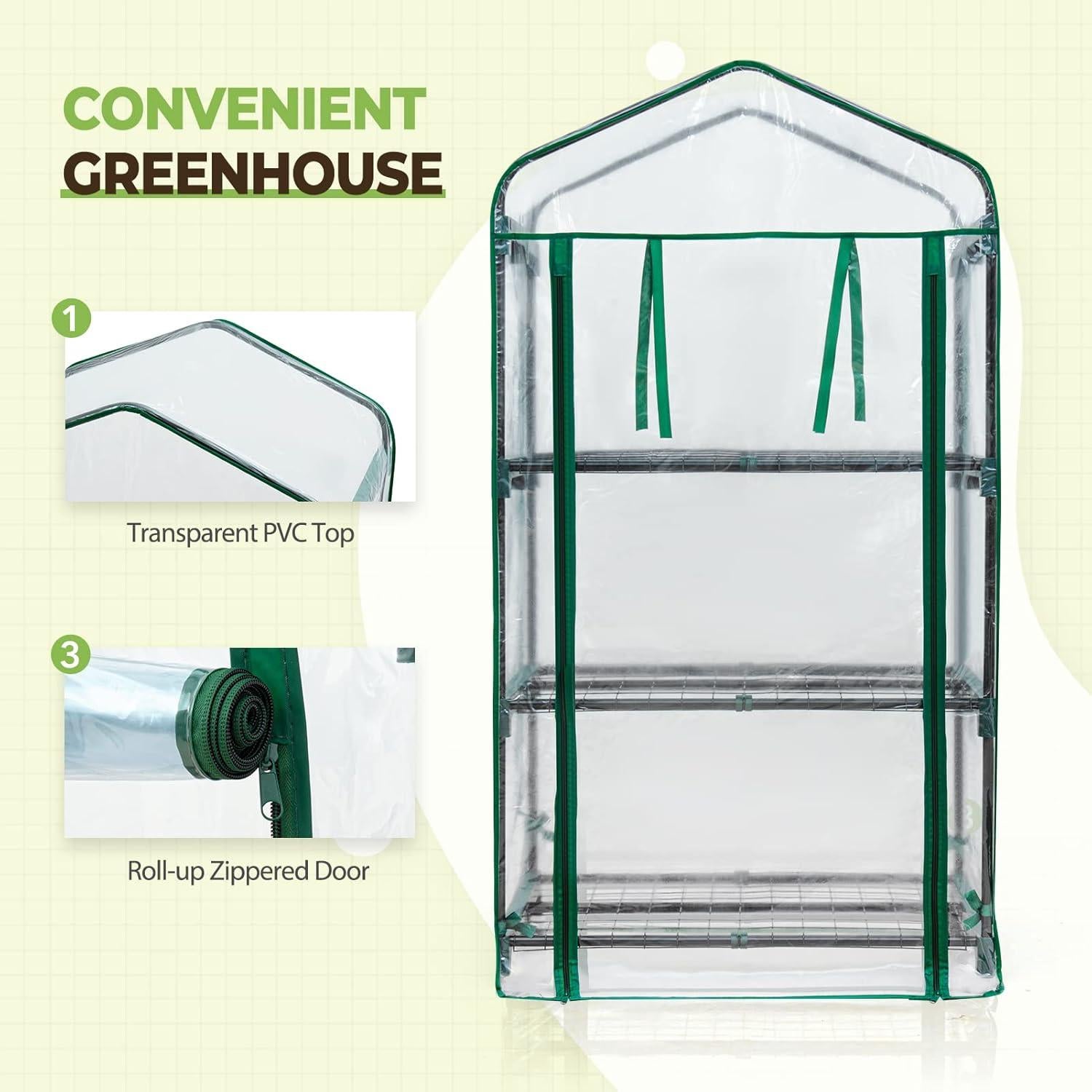 Invernadero Mini EAGLE PEAK 3 Niveles PVC Transparente 68.6x48.3x127cm