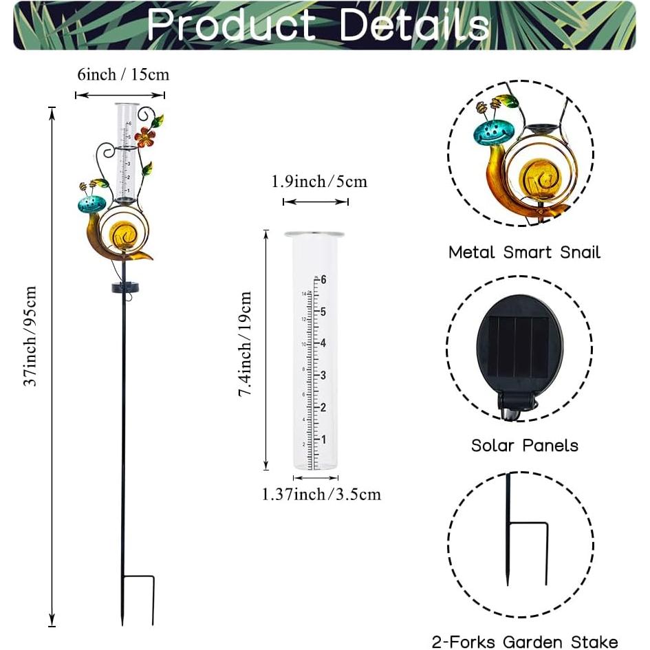 Estación de Lluvia Solar Stargarden Caracol 91.44 cm con LED