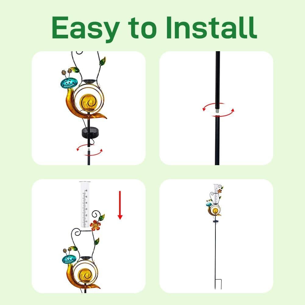 Estación de Lluvia Solar Stargarden Caracol 91.44 cm con LED