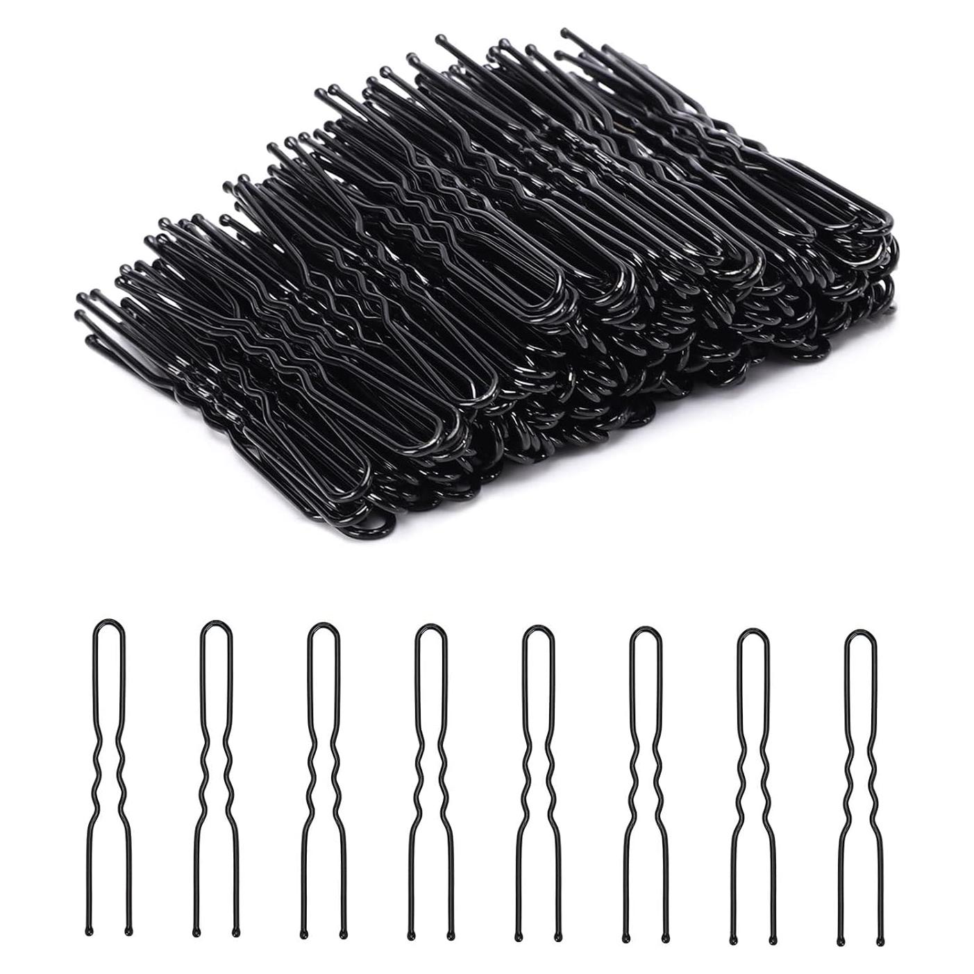 Pasadores de cabello en U Cehony 200 unidades 6.1 cm Negro