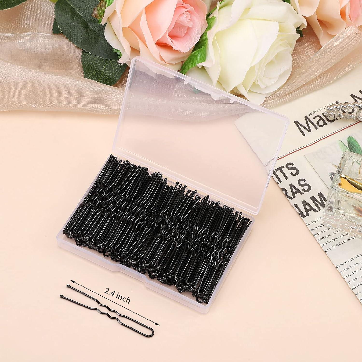 Pasadores de cabello en U Cehony 200 unidades 6.1 cm Negro