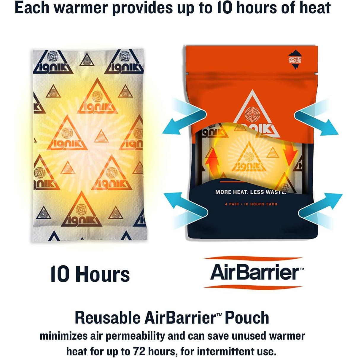 Calentadores de Manos Reutilizables Ignik - 10 Pares, 10 Horas de Calor