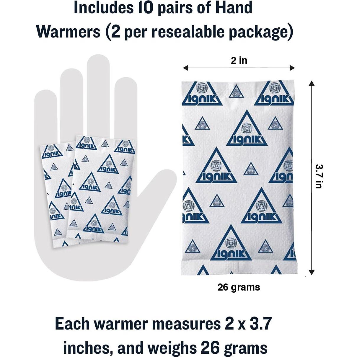 Calentadores de Manos Reutilizables Ignik - 10 Pares, 10 Horas de Calor