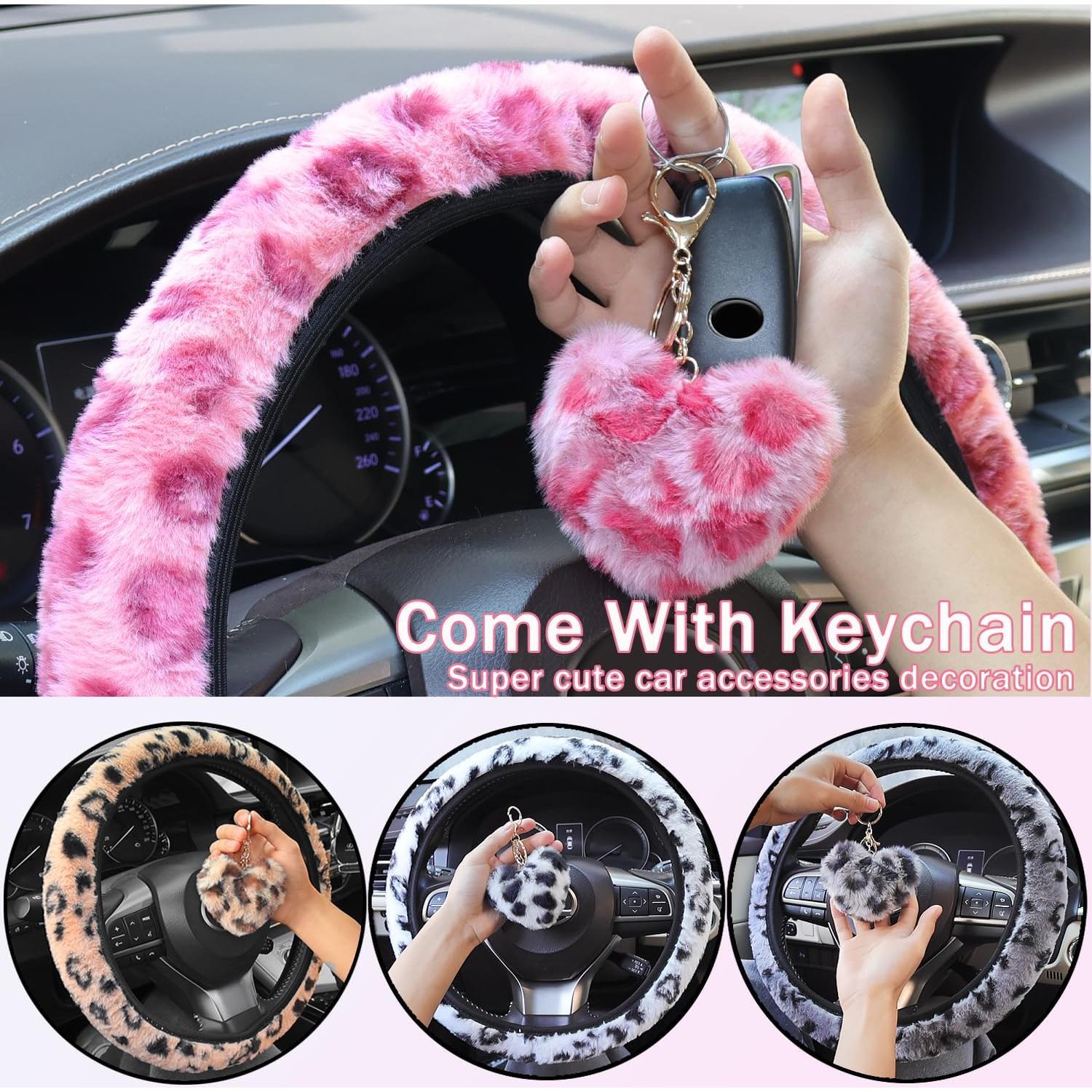 Cubierta de Volante Elástica Muamos 15" Leopardo Azul