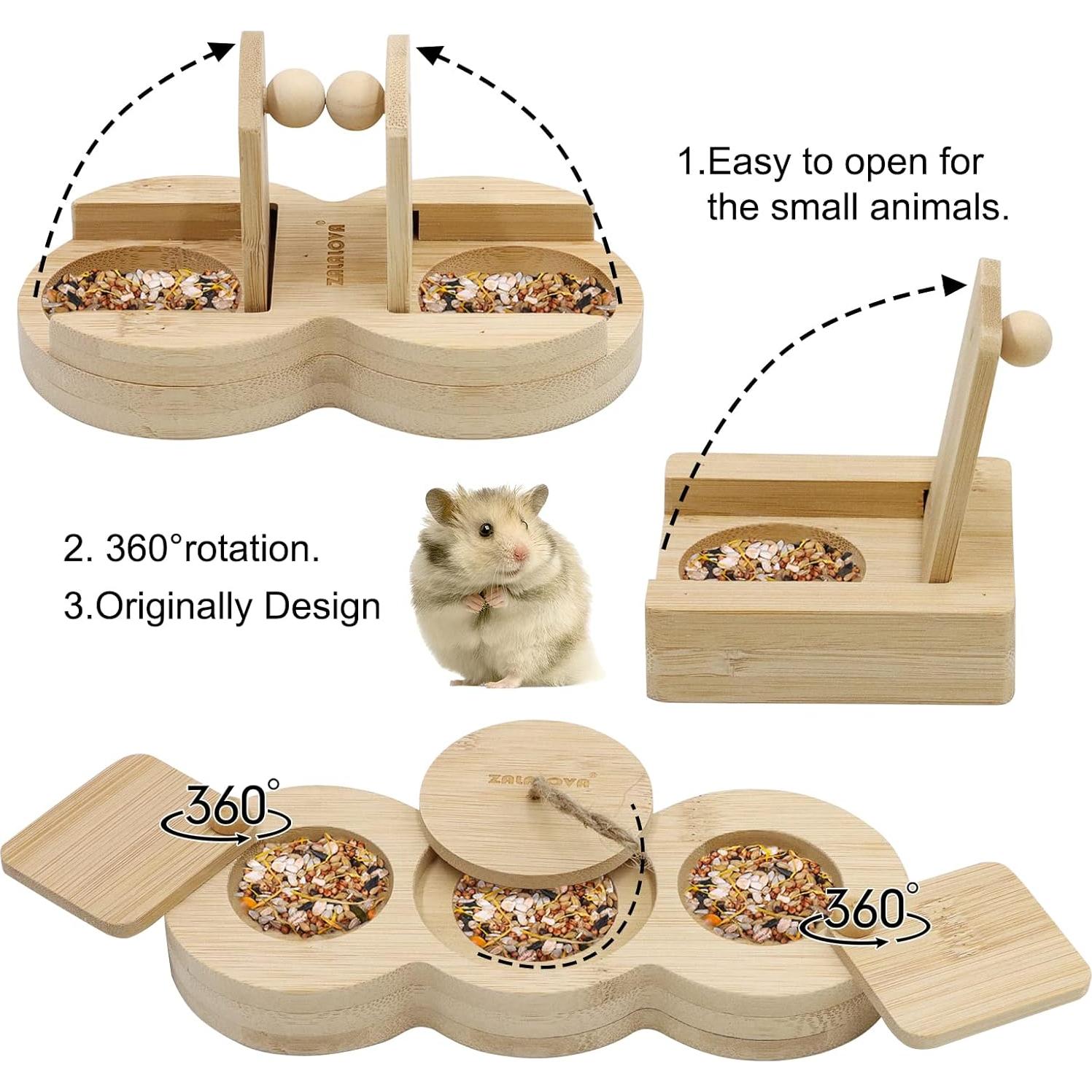 Juguetes de Forrajeo para Hámsters ZALALOVA - 3 Piezas de Bambú