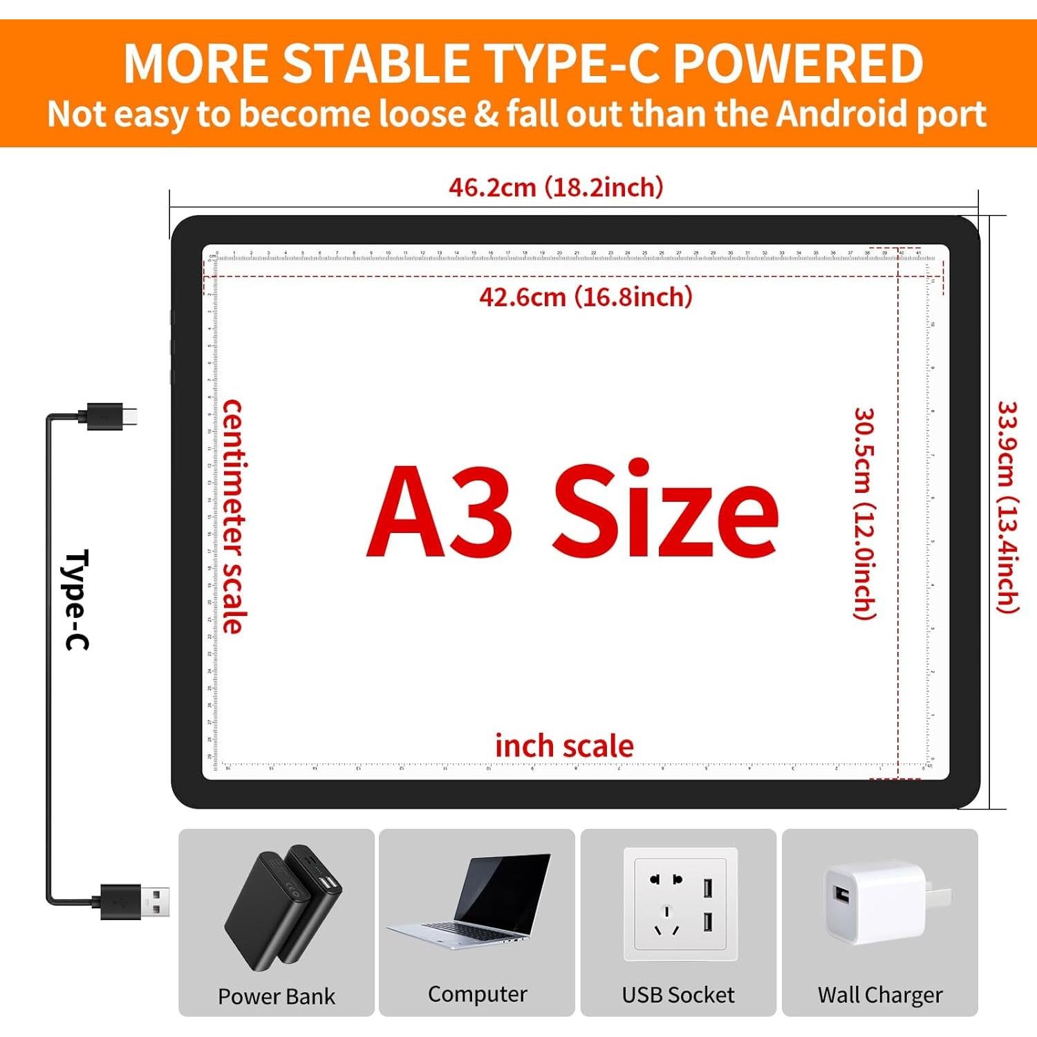 Mesa de Luz LED Elice A3 Ultra Brillante - Negro