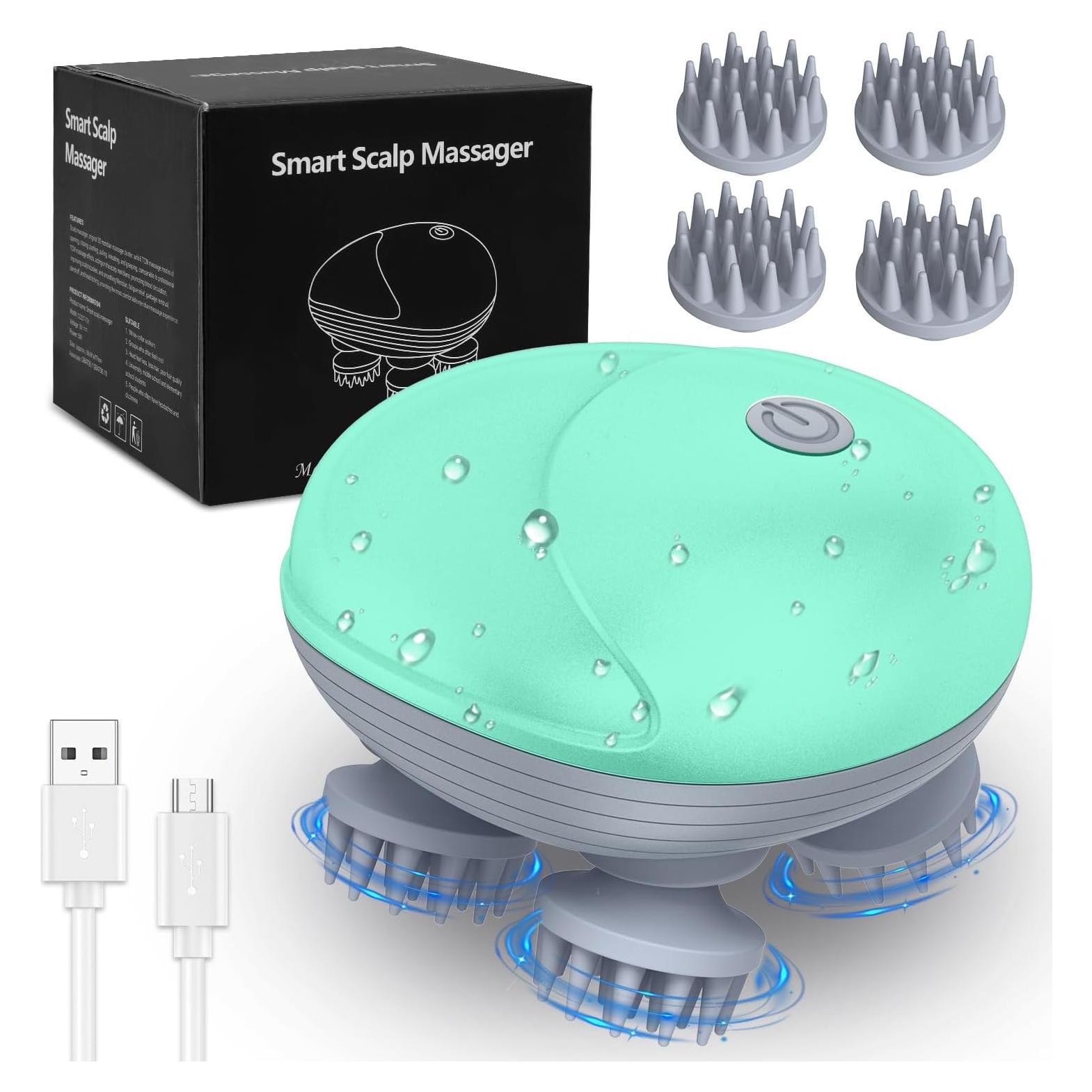 Masajeador Eléctrico de Cuero Cabelludo AMIR Verde, 96 Nodos