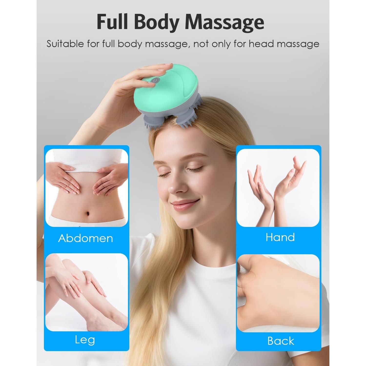 Masajeador Eléctrico de Cuero Cabelludo AMIR Verde, 96 Nodos