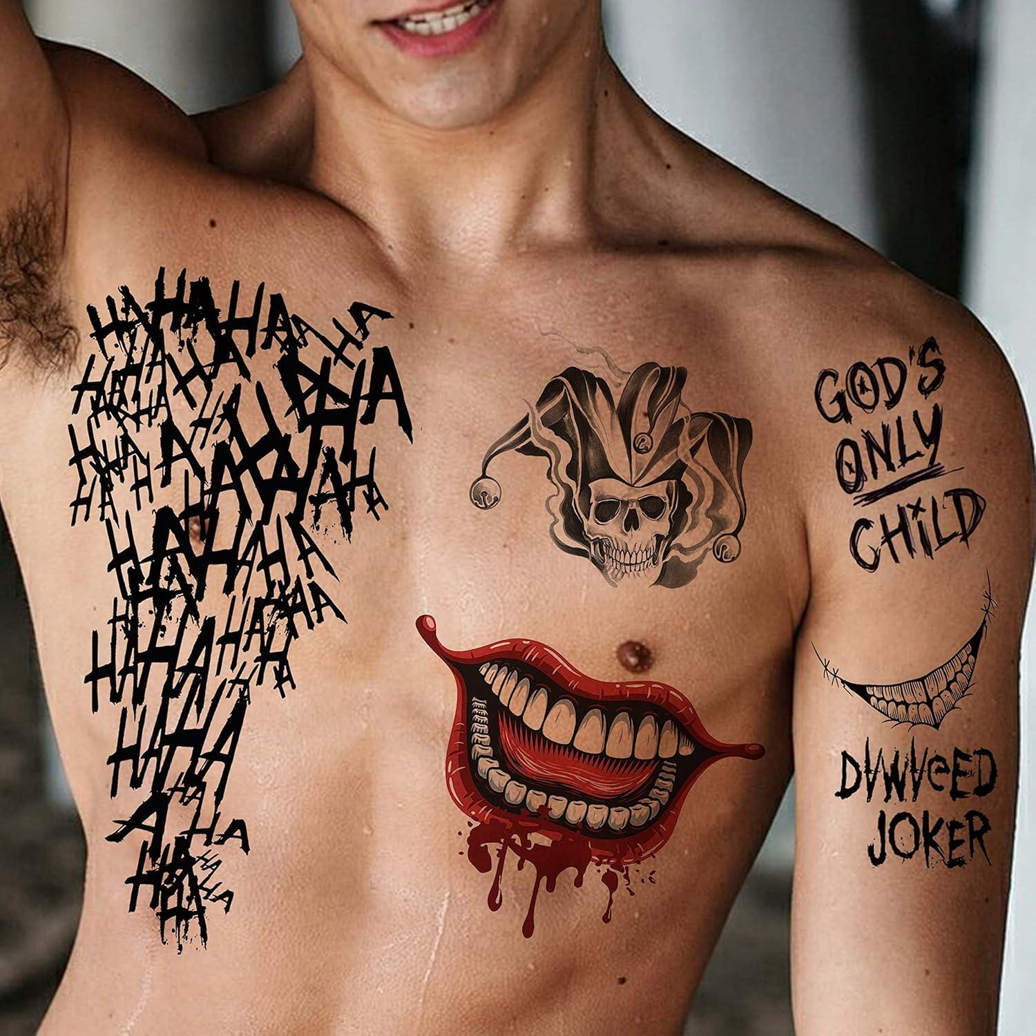 Tatuajes Temporales Joker COKTAK 6 Hojas 3D Halloween