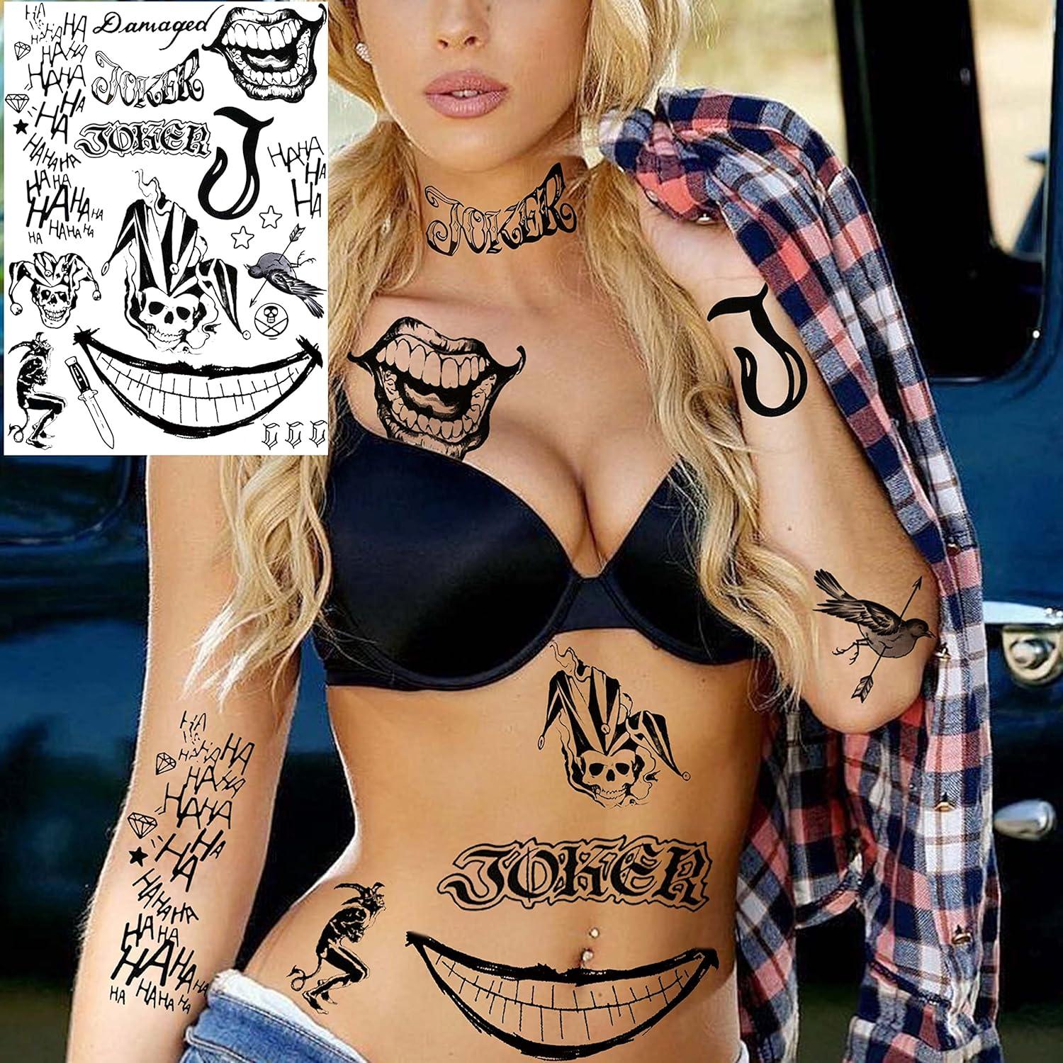 Tatuajes Temporales Joker COKTAK 6 Hojas 3D Halloween