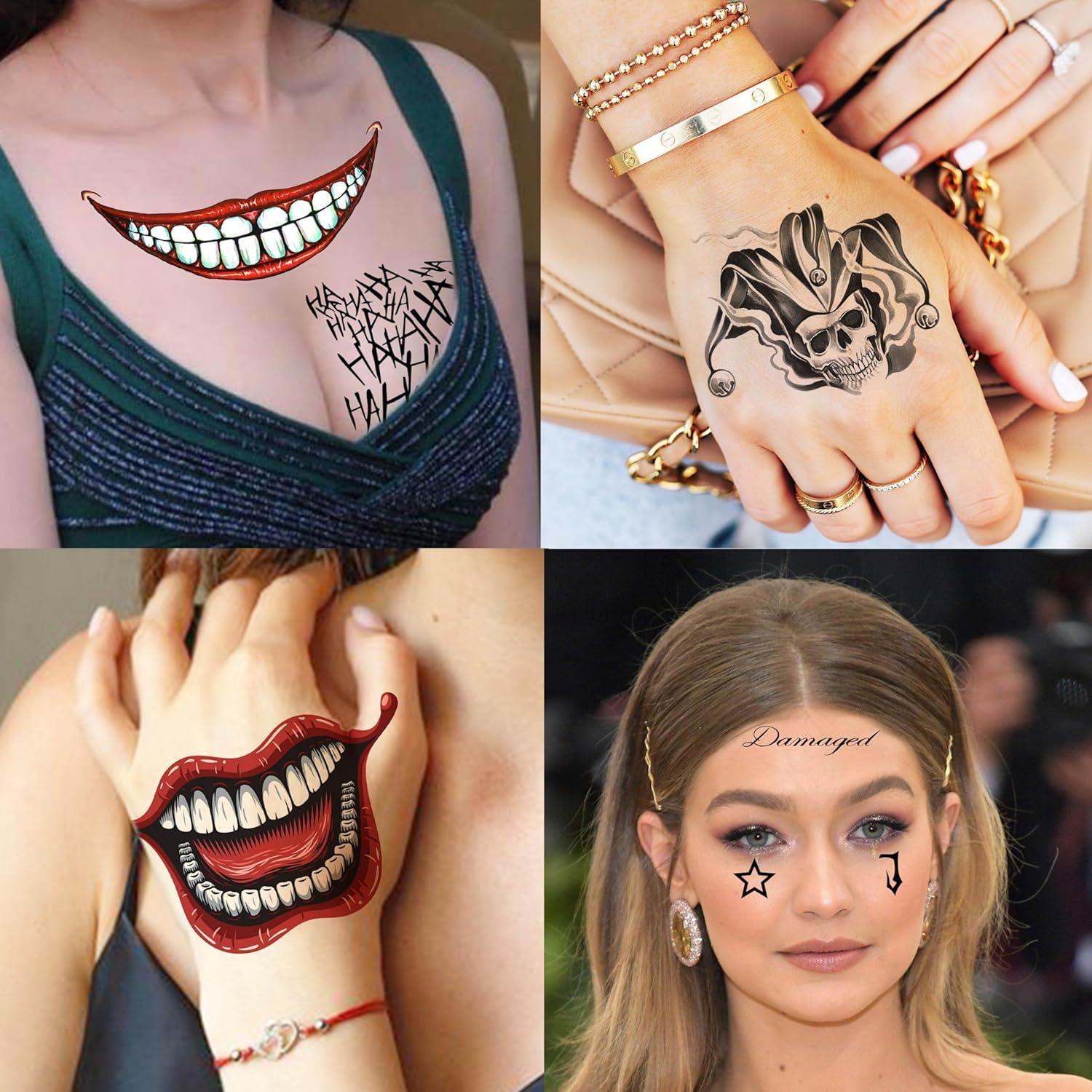 Tatuajes Temporales Joker COKTAK 6 Hojas 3D Halloween