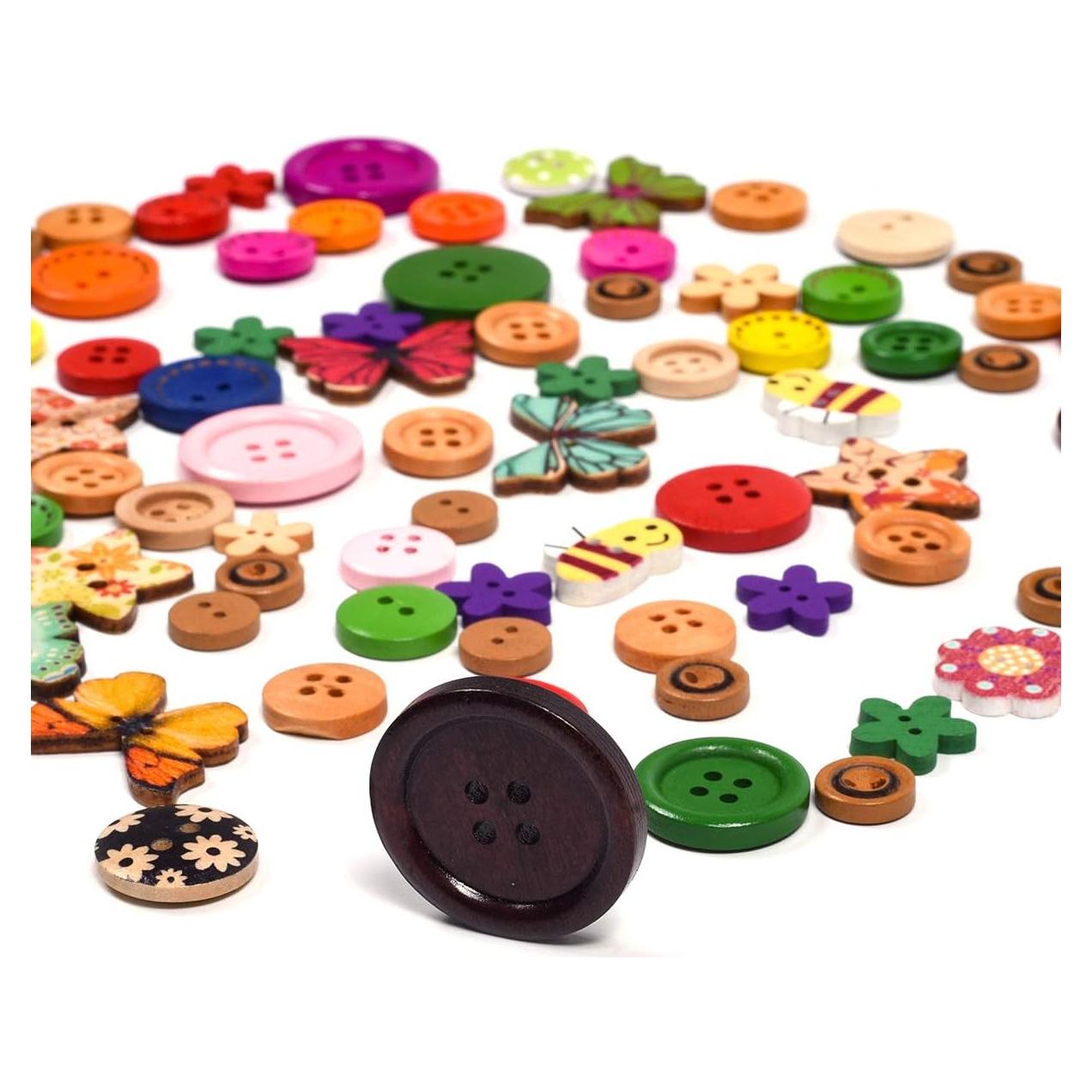 Botones de Madera Coloridos iKammo 100pcs 15-25mm Manualidades