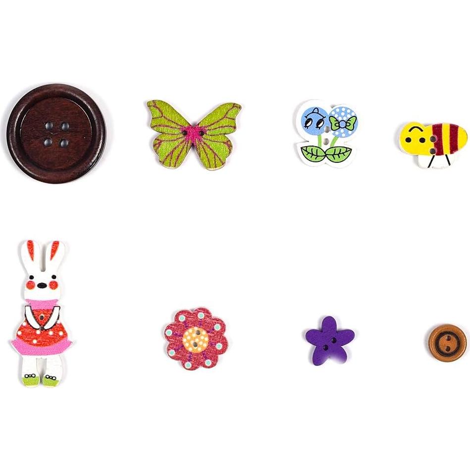 Botones de Madera Coloridos iKammo 100pcs 15-25mm Manualidades