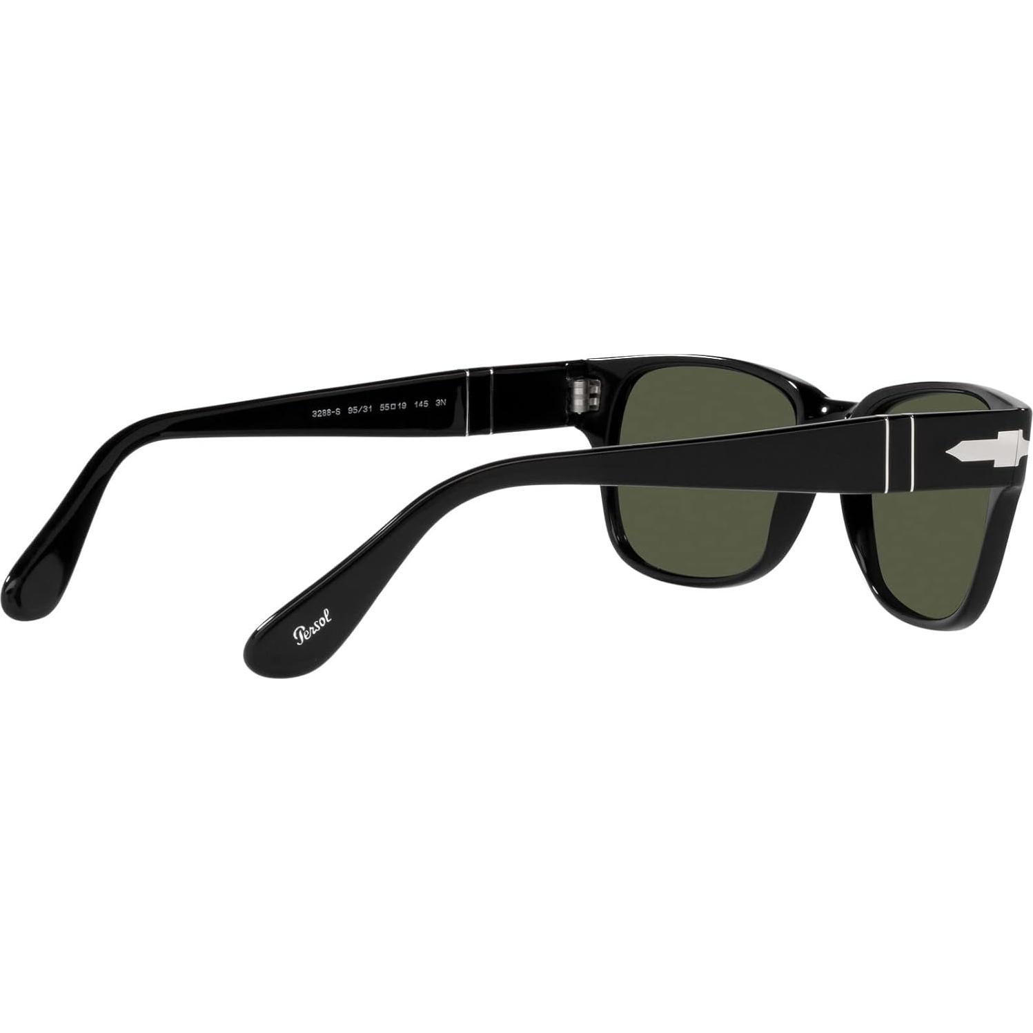 Gafas de sol rectangulares Persol PO3288S negras con lentes verdes