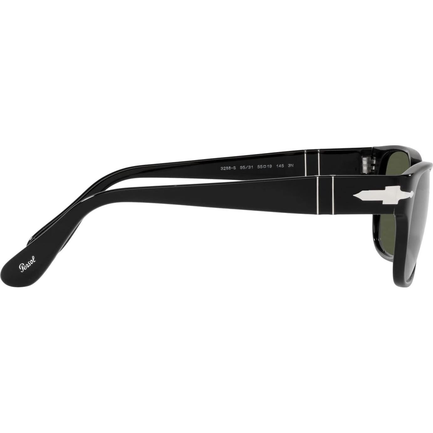 Gafas de sol rectangulares Persol PO3288S negras con lentes verdes