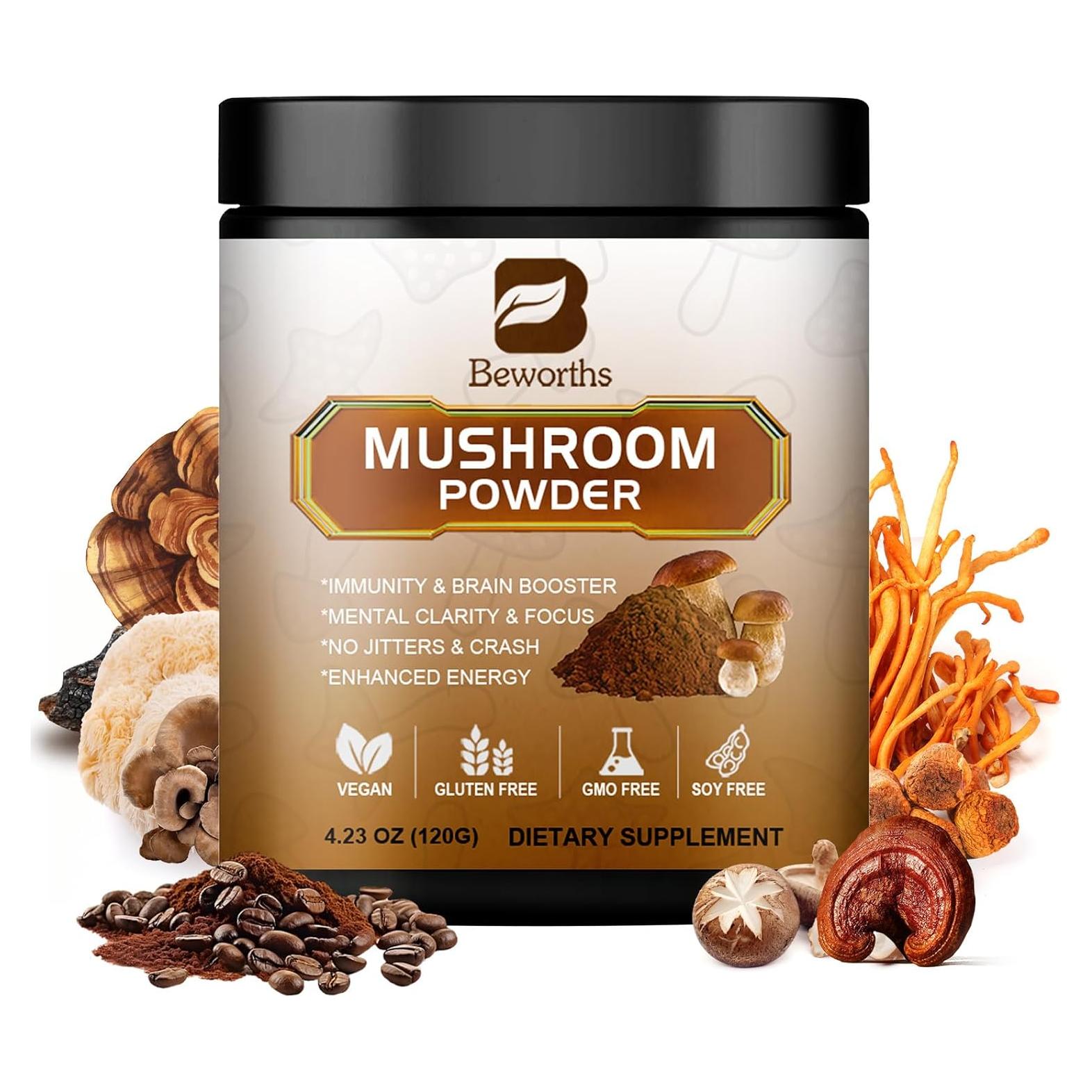 Café de Hongo Instantáneo B BEWORTHS 120g - Lion's Mane, Reishi, Cacao