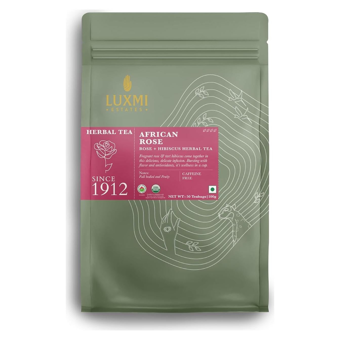 Té de Hibisco Rosa Orgánico Luxmi Estates - 50 Bolsitas