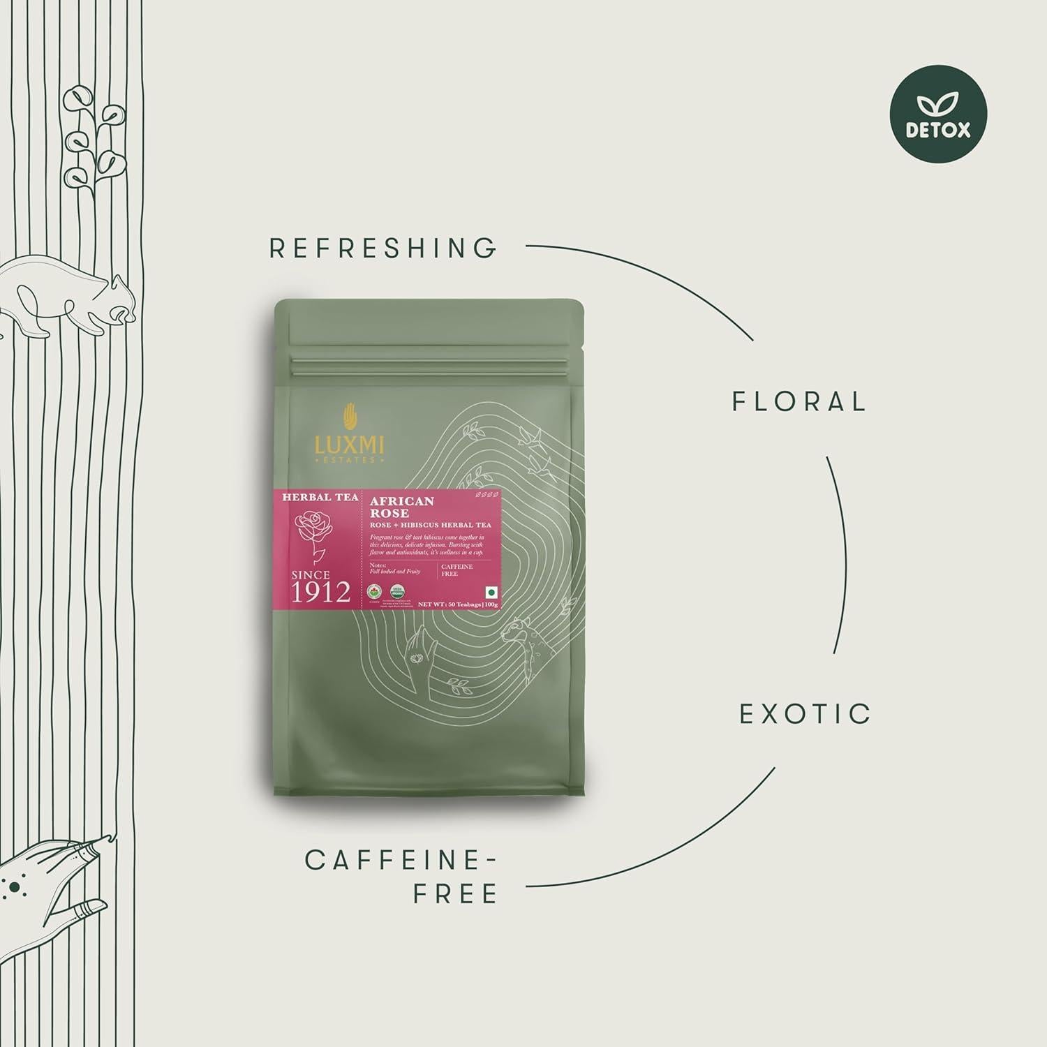 Té de Hibisco Rosa Orgánico Luxmi Estates - 50 Bolsitas