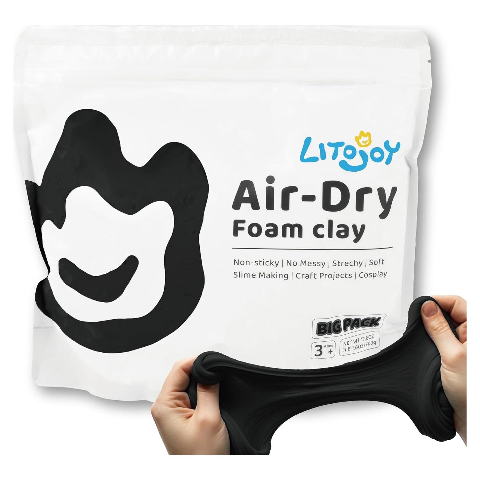 Arcilla Espuma Secado al Aire LitoJoy 500g Negra - No Tóxica