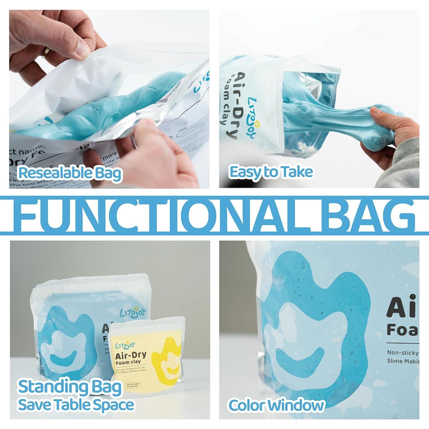 Arcilla Espuma Secado al Aire LitoJoy 500g Negra - No Tóxica