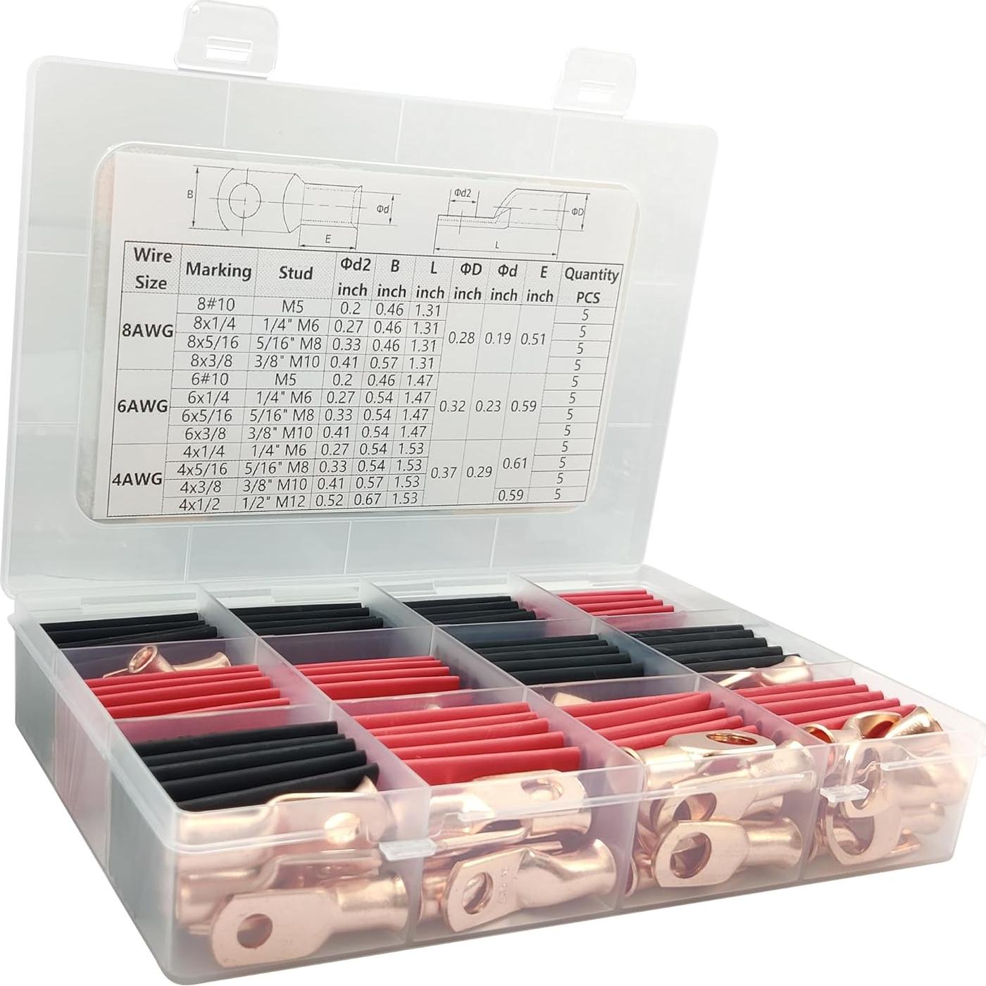 120PCS Terminales de Cobre Brliantux para Batería AWG8 6 4